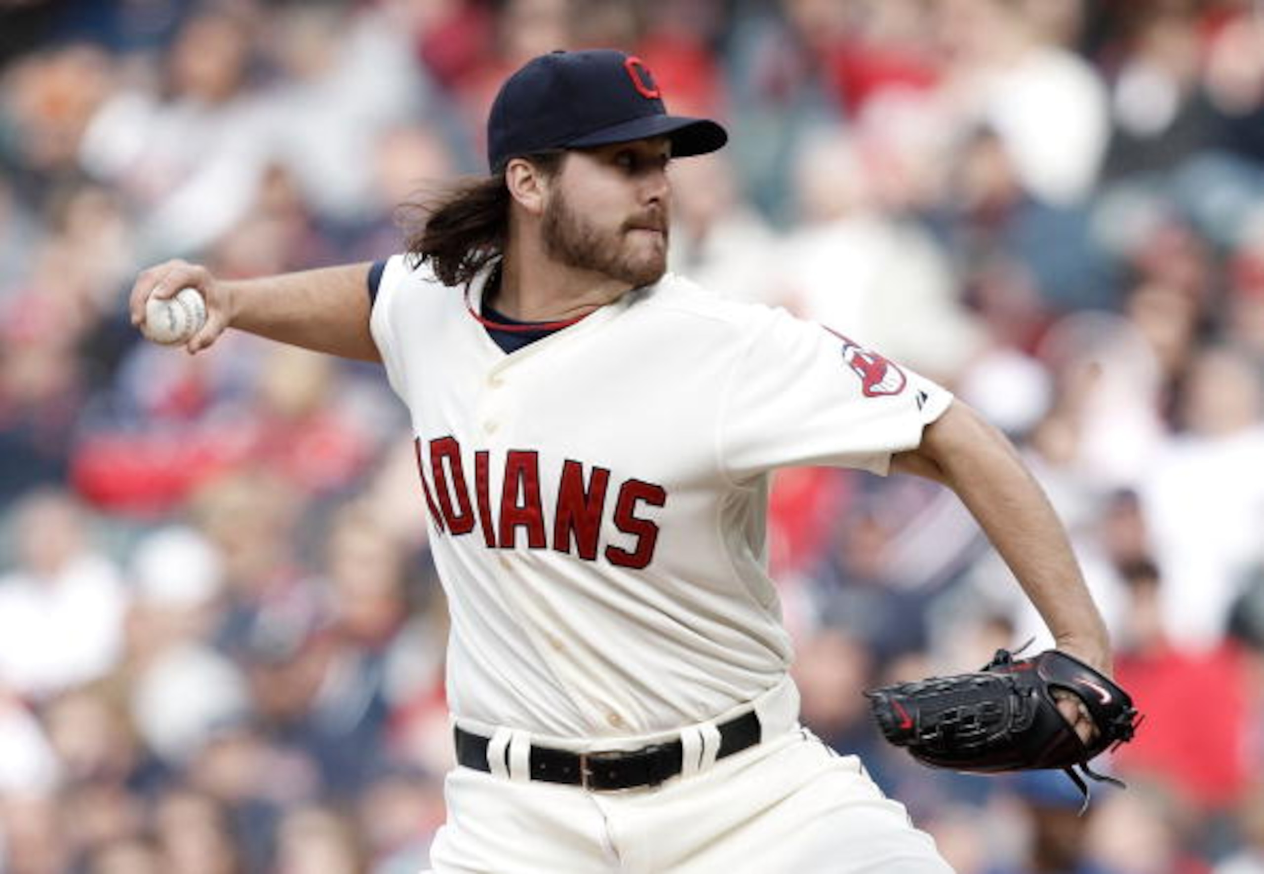 CLEVELAND, OH- APRIL 12: Chris Perez #54 of the Cleveland Indians pitches against the Texas Rangers during the Opening Day game on April 12, 2010 at Progressive Field in Cleveland, Ohio.  (Photo by Jared Wickerham/Getty Images)
