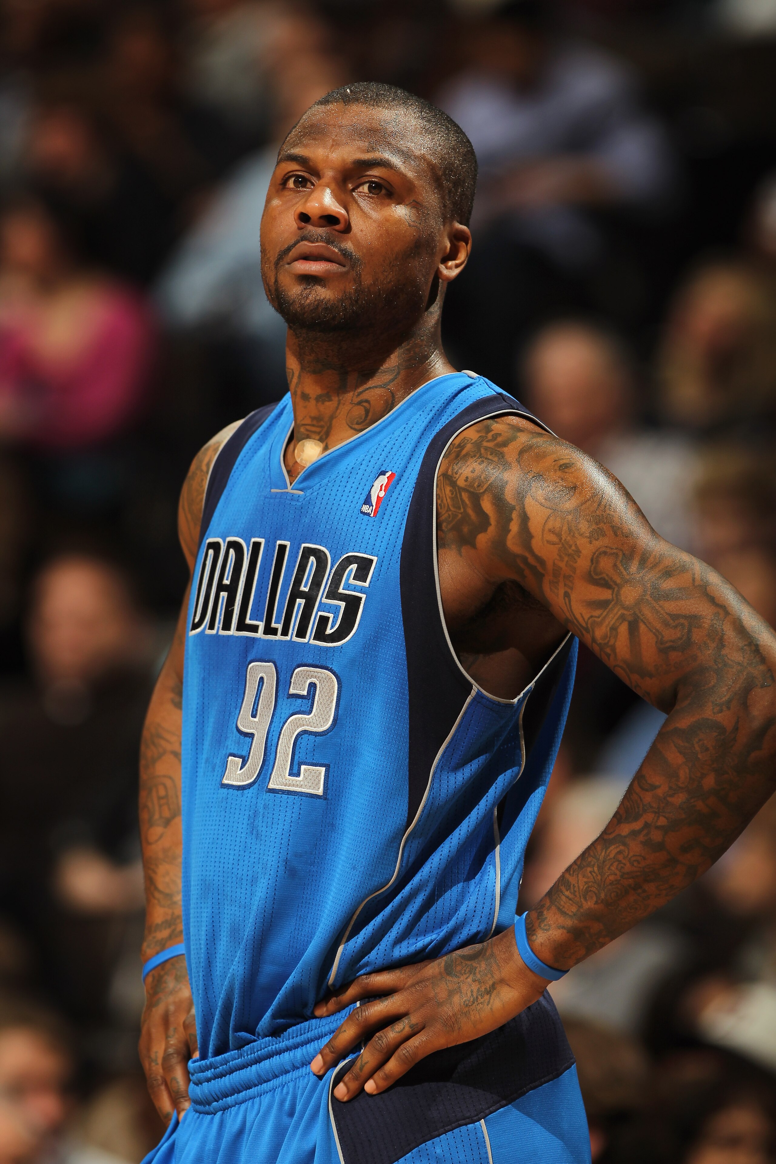 DENVER, CO - FEBRUARY 10: Deshawn Stevenson #92 of the Dallas Mavericks looks on during a break in the action against the Denver Nuggets during NBA action at the Pepsi Center on February 10, 2011 in Denver, Colorado. The Nuggets defeated the Mavericks 12 DENVER, CO - FEBRUARY 10: Deshawn Stevenson #92 of the Dallas Mavericks looks on during a break in the action against the Denver Nuggets during NBA action at the Pepsi Center on February 10, 2011 in Denver, Colorado. The Nuggets defeated the Mavericks 12