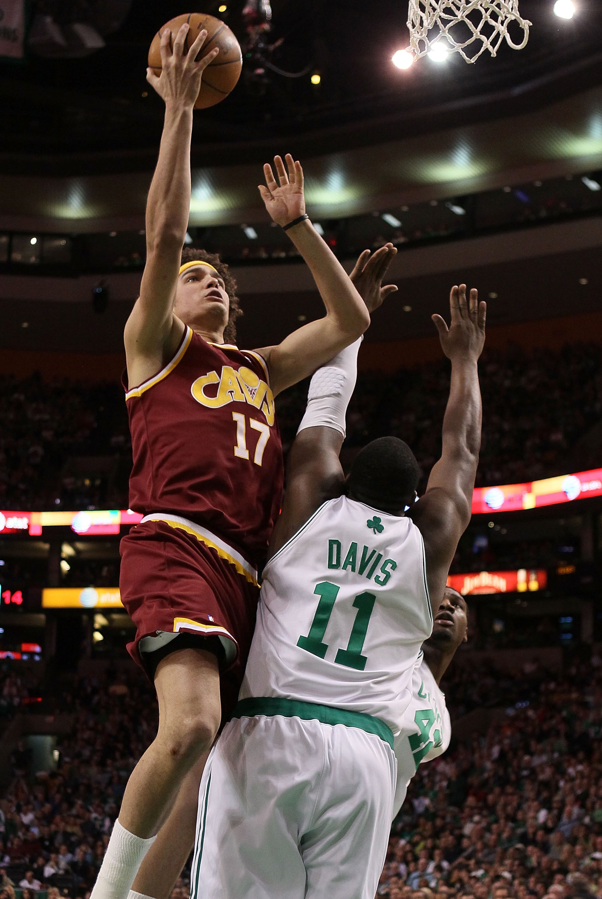 BOSTON - MAY 09: Anderson Varejao #17 of the Cleveland Cavaliers heads for the basket as Glen Davis #11 of the Boston Celtics defends during Game Four of the Eastern Conference Semifinals of the 2010 NBA playoffs at TD Garden on May 9, 2010 in Boston, Ma BOSTON - MAY 09: Anderson Varejao #17 of the Cleveland Cavaliers heads for the basket as Glen Davis #11 of the Boston Celtics defends during Game Four of the Eastern Conference Semifinals of the 2010 NBA playoffs at TD Garden on May 9, 2010 in Boston, Ma