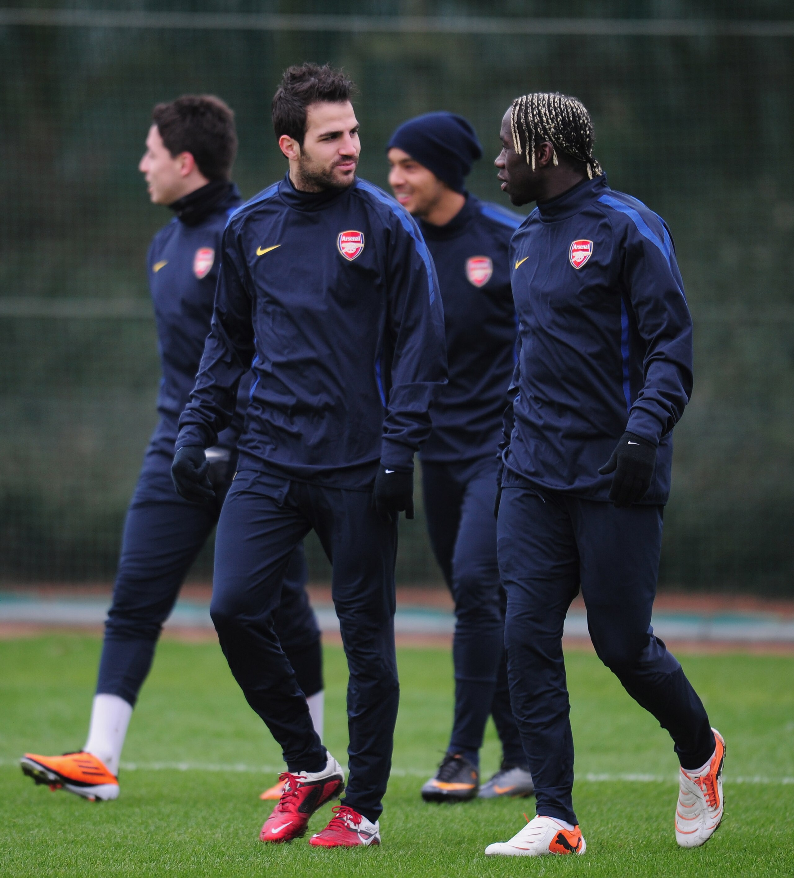ST ALBANS, ENGLAND - FEBRUARY 15: Cesc Fabregas and Bacary Sagna of Arsenal warm-up during training at London Colney on February 15, 2011 in St Albans, England. (Photo by Shaun Botterill/Getty Images) ST ALBANS, ENGLAND - FEBRUARY 15: Cesc Fabregas and Bacary Sagna of Arsenal warm-up during training at London Colney on February 15, 2011 in St Albans, England. (Photo by Shaun Botterill/Getty Images)
