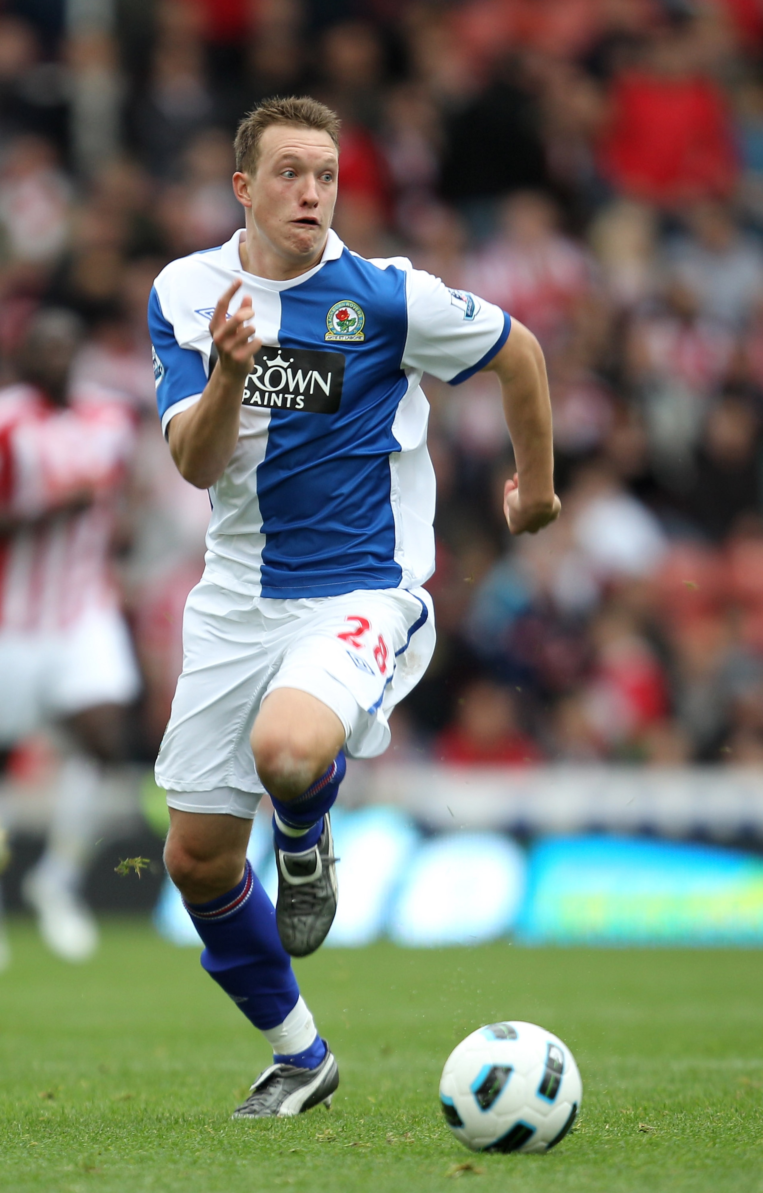 STOKE ON TRENT, ENGLAND - OCTOBER 02:  Phil Jones of Blackburn Rovers in action during the Barclays Premier League match between Stoke City and Blackburn Rovers at the Britannia Stadium on October 2, 2010 in Stoke on Trent, England.  (Photo by Mark Thomps