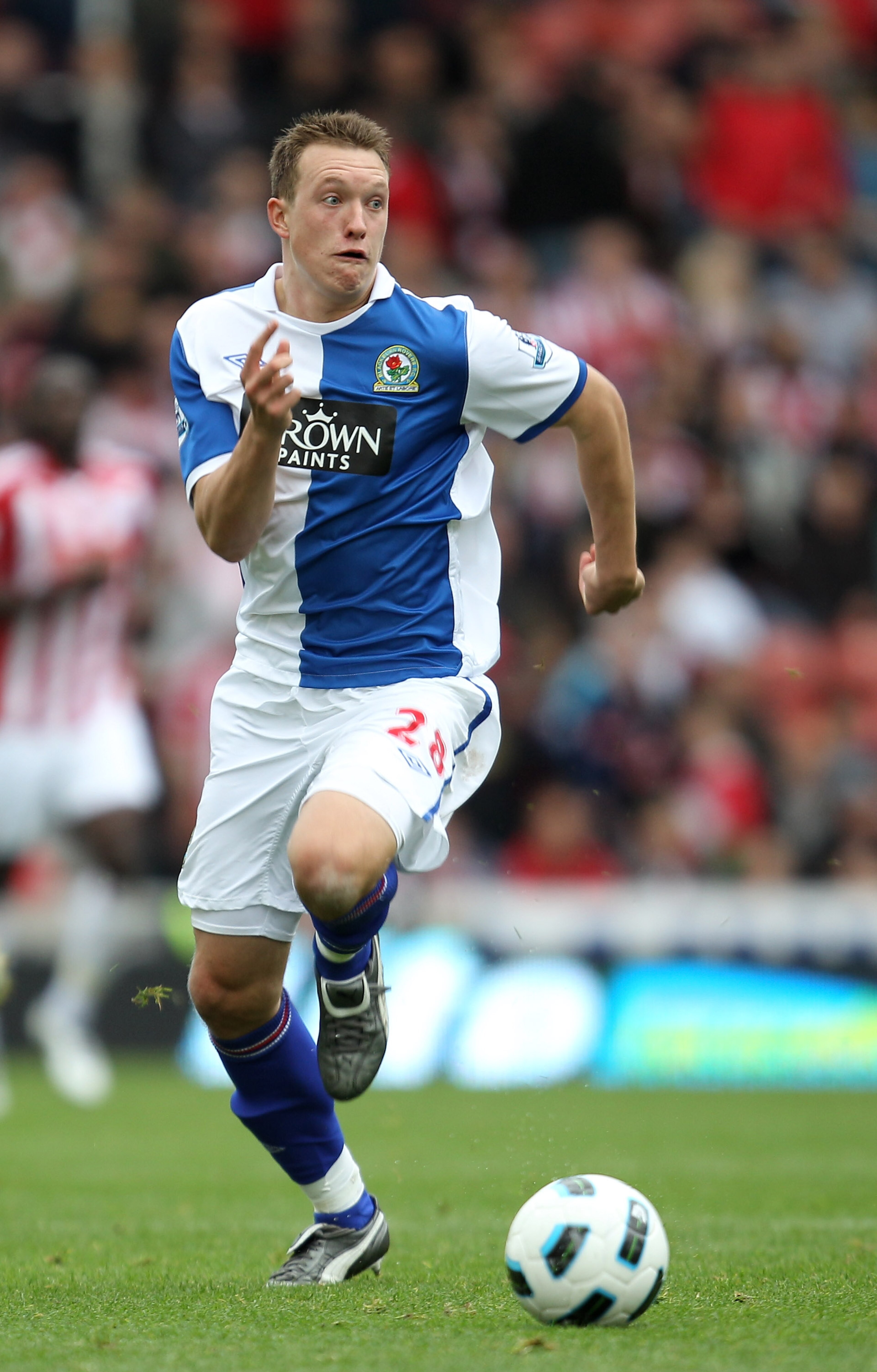 STOKE ON TRENT, ENGLAND - OCTOBER 02: Phil Jones of Blackburn Rovers in action during the Barclays Premier League match between Stoke City and Blackburn Rovers at the Britannia Stadium on October 2, 2010 in Stoke on Trent, England. (Photo by Mark Thomps STOKE ON TRENT, ENGLAND - OCTOBER 02: Phil Jones of Blackburn Rovers in action during the Barclays Premier League match between Stoke City and Blackburn Rovers at the Britannia Stadium on October 2, 2010 in Stoke on Trent, England. (Photo by Mark Thomps
