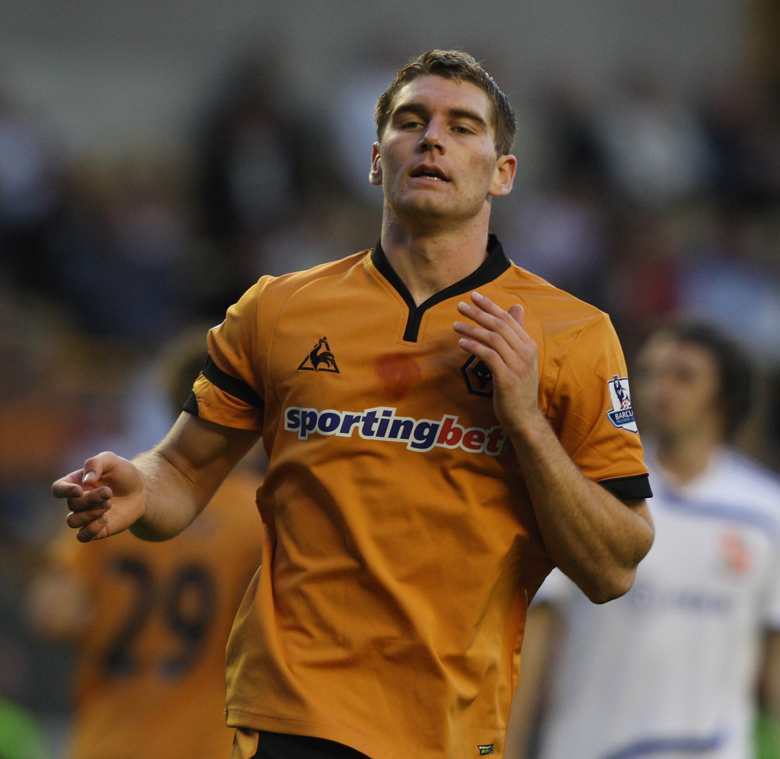 WOLVERHAMPTON, ENGLAND - AUGUST 25:  Sam Vokes of Wolverhampton Wanderers looks on during the Carling Cup second round match between Wolverhampton Wanderers and Swindon Town at Molineux on August 25, 2009 in Wolverhampton, England.  (Photo by David Rogers