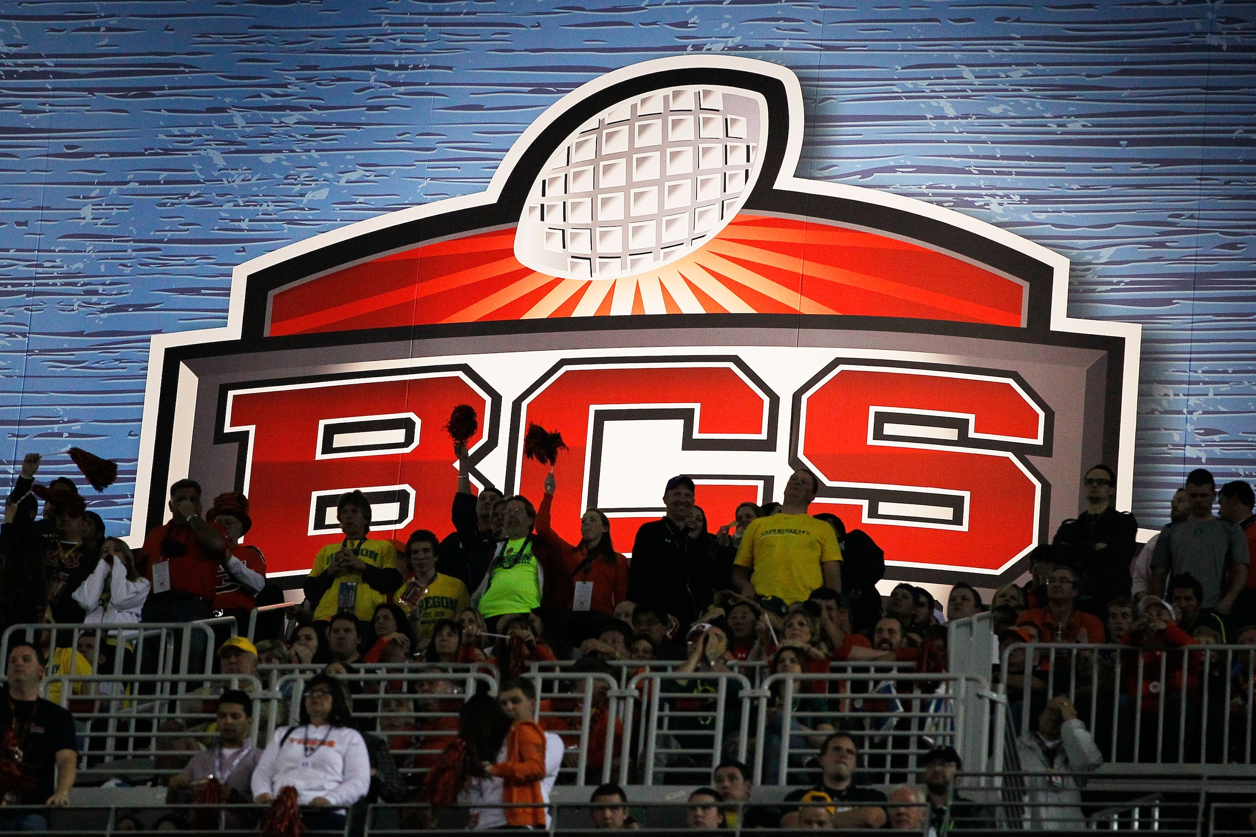 GLENDALE, AZ - JANUARY 10: Signage is displayed at the Tostitos BCS National Championship Game between the Oregon Ducks and the Auburn Tigers at University of Phoenix Stadium on January 10, 2011 in Glendale, Arizona. (Photo by Kevin C. Cox/Getty Images) GLENDALE, AZ - JANUARY 10: Signage is displayed at the Tostitos BCS National Championship Game between the Oregon Ducks and the Auburn Tigers at University of Phoenix Stadium on January 10, 2011 in Glendale, Arizona. (Photo by Kevin C. Cox/Getty Images)