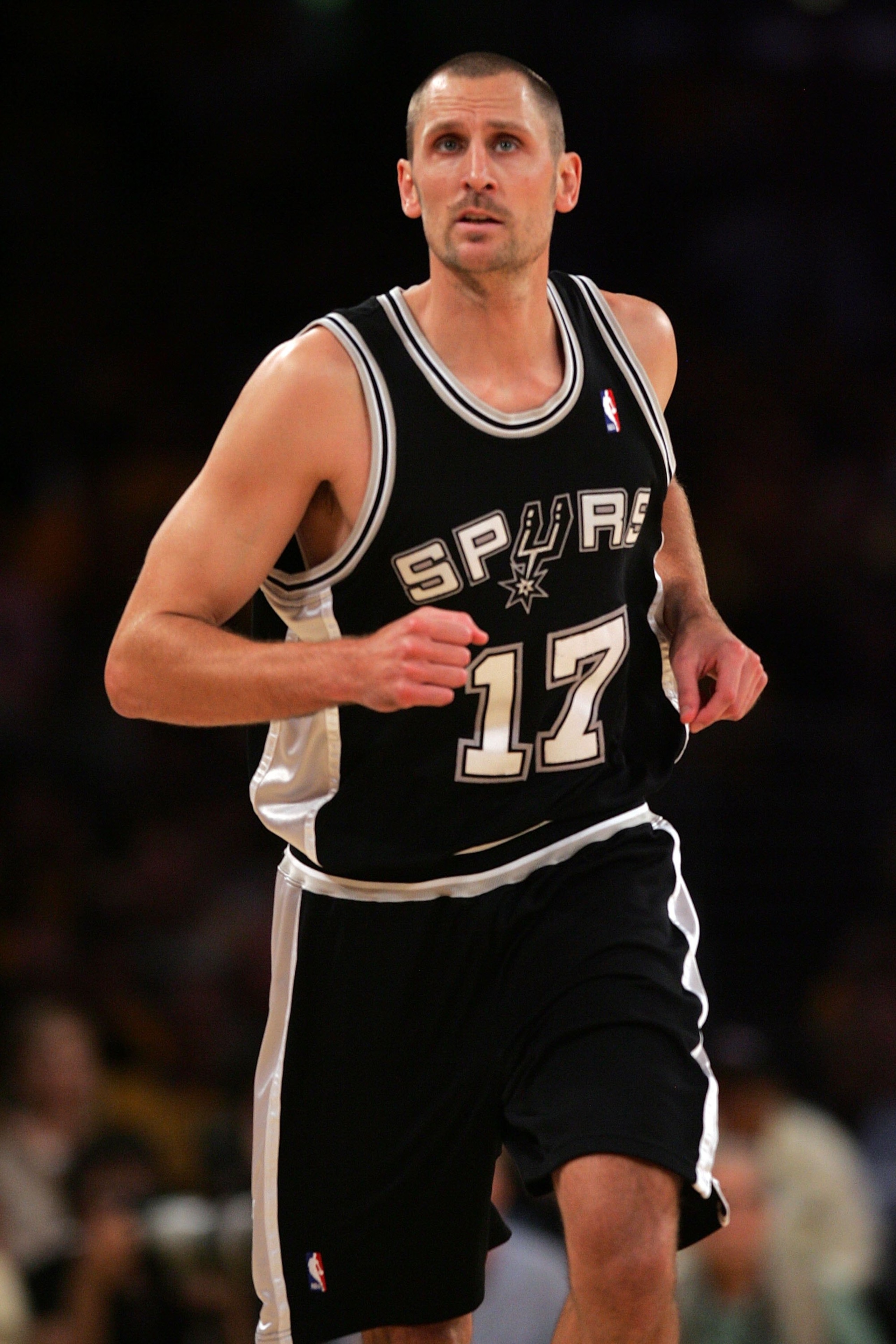 LOS ANGELES, CA - MAY 29:  Brent Barry #17 of the San Antonio Spurs looks on while taking on the Los Angeles Lakers in Game Five of the Western Conference Finals during the 2008 NBA Playoffs on May 29, 2008 at Staples Center in Los Angeles, California.  N