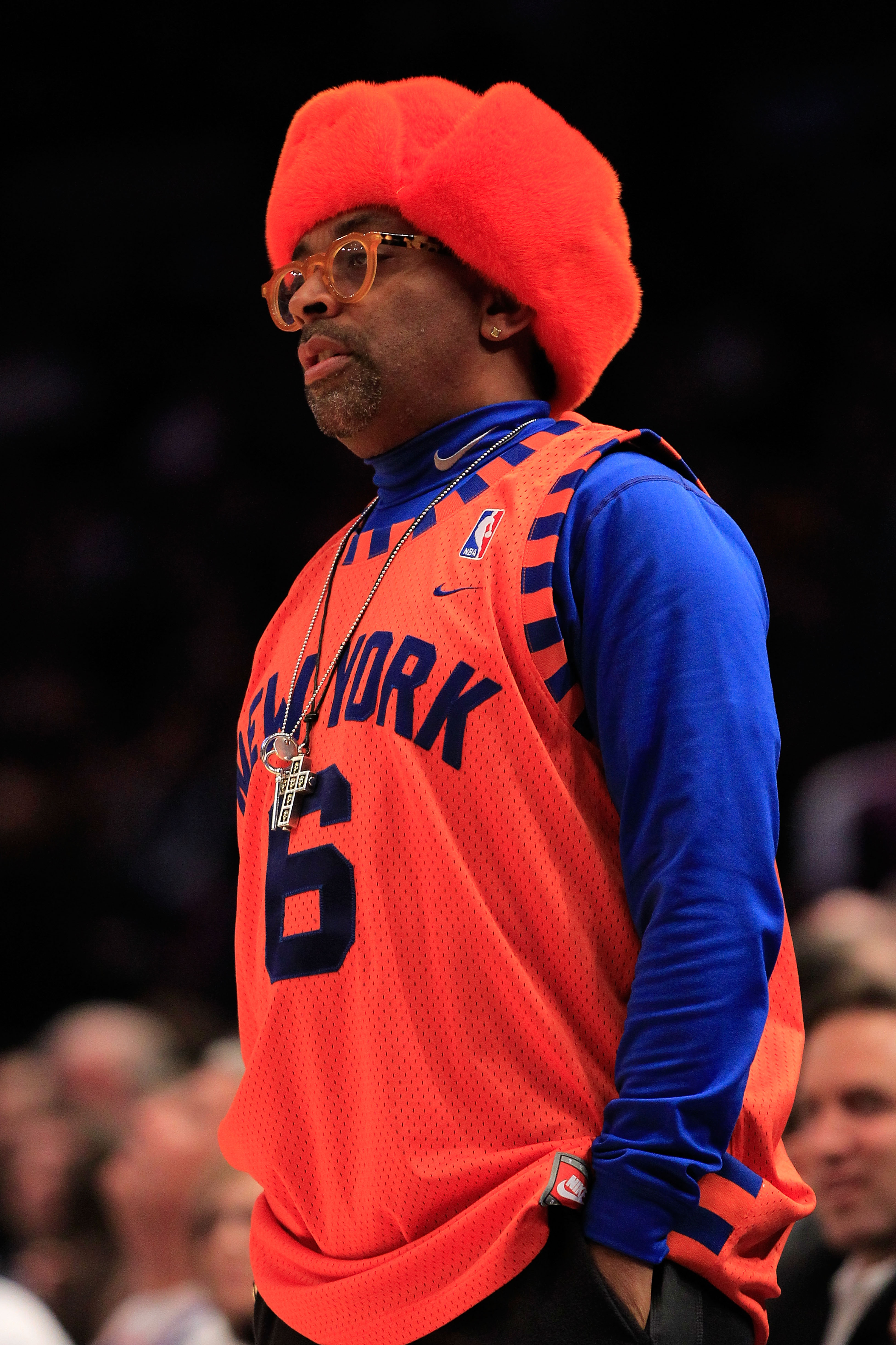 NEW YORK, NY - FEBRUARY 11: Film director Spike Lee watches the game between the Los Angeles Lakers and the New York Knicks at Madison Square Garden on February 11, 2011 in New York City. NOTE TO USER: User expressly acknowledges and agrees that, by downl