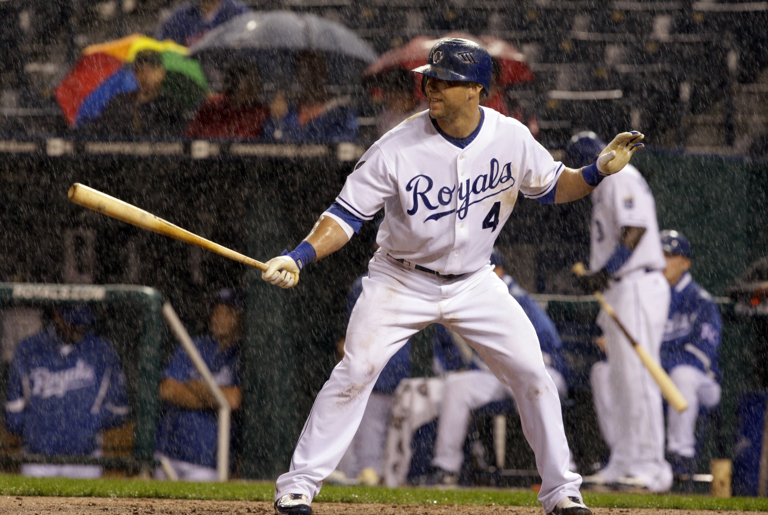 KANSAS CITY, KS - SEPTEMBER 21:  Alex Gordon #4 of the Kansas City Royals bats against the Boston Red Sox during the game on September 21, 2009 at Kauffman Stadium in Kansas City, Missouri. The Royals defeated the Red Sox 12-9. (Photo by Jamie Squire/Gett