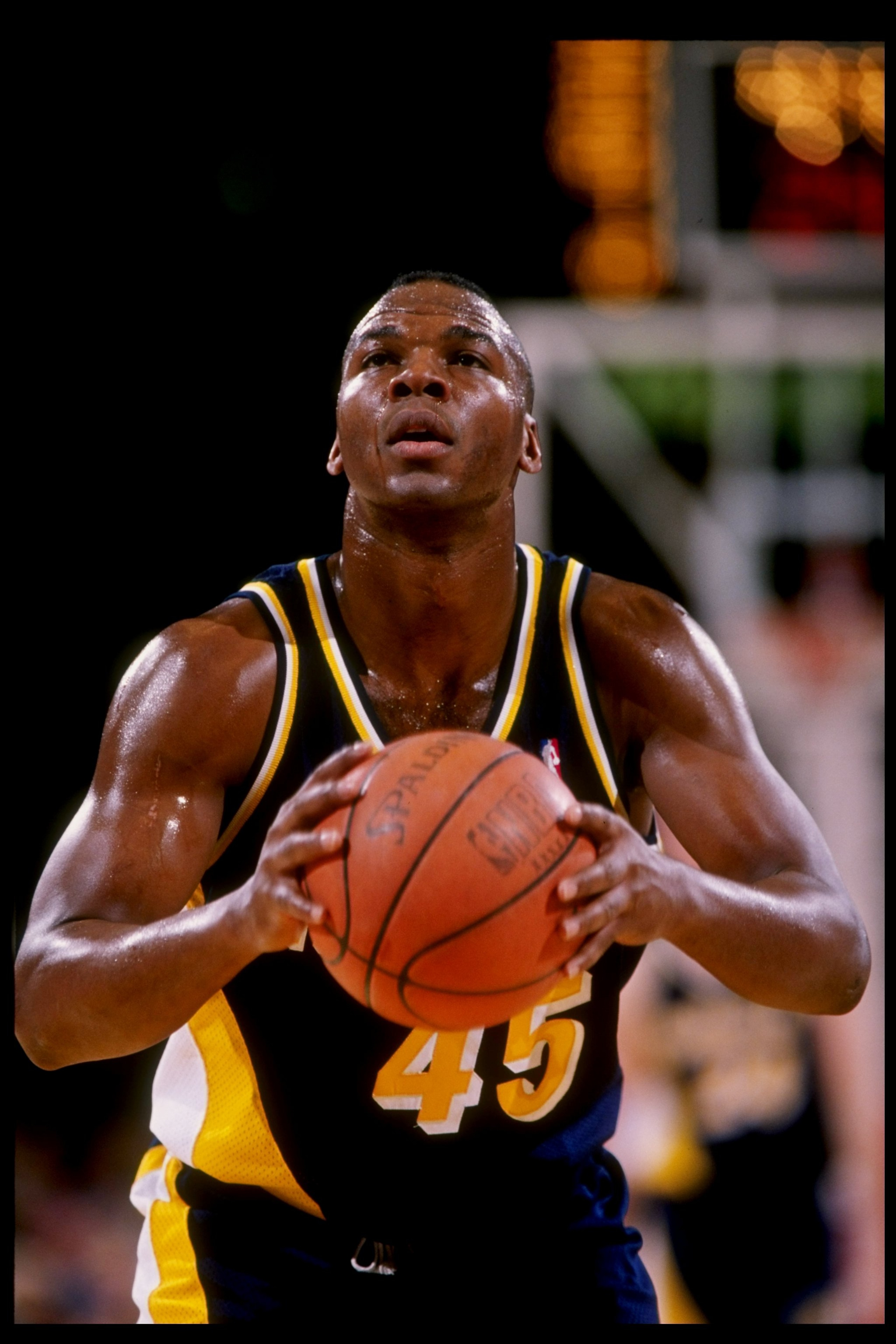 Forward Chuck Person of the Indiana Pacers prepares to shoot the ball during a game against the Denver Nuggets.