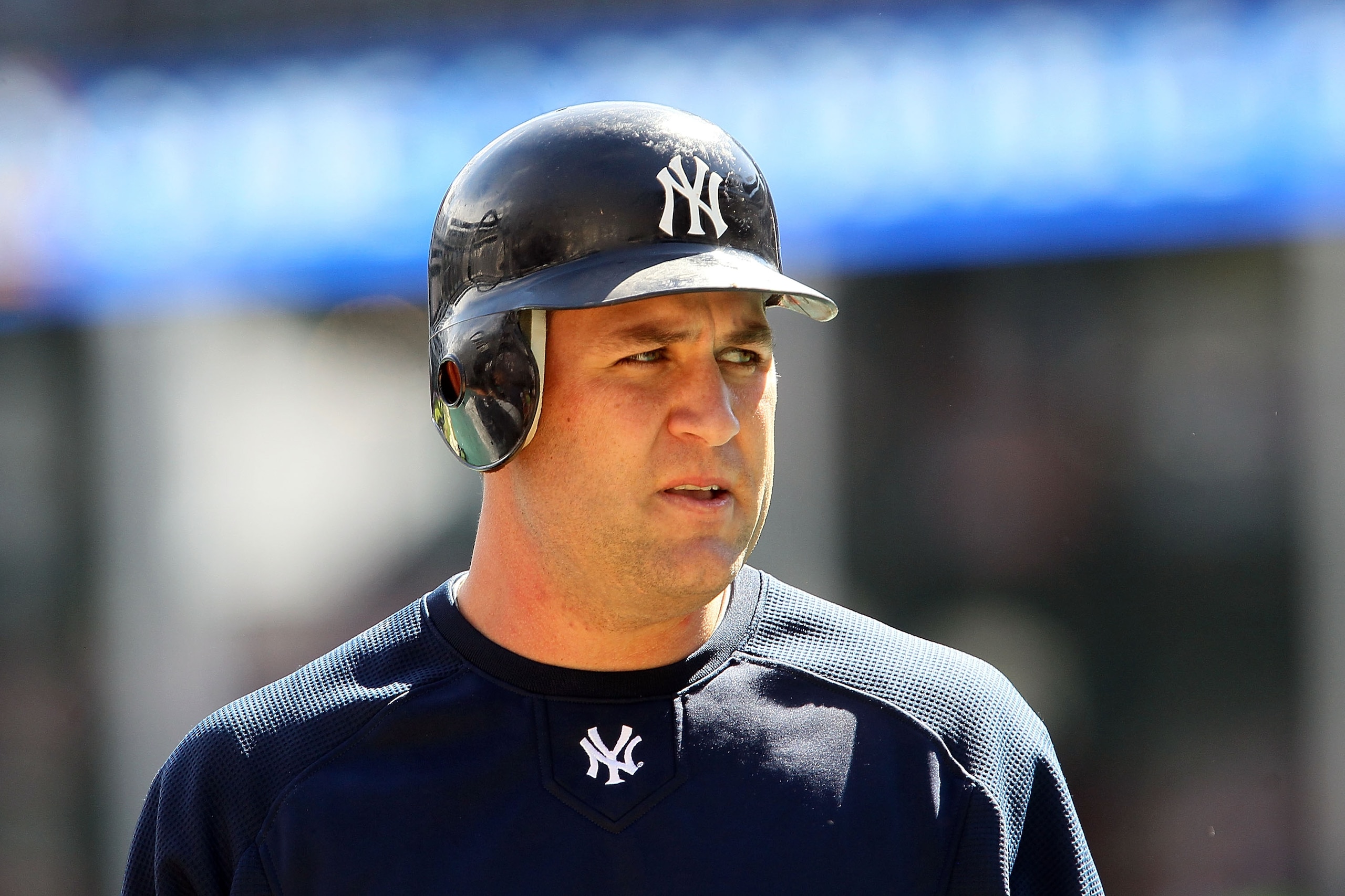 ARLINGTON, TX - OCTOBER 16: Lance Berkman #17 of the New York Yankees looks on during batting practice against the Texas Rangers in Game Two of the ALCS during the 2010 MLB Playoffs at Rangers Ballpark in Arlington on October 16, 2010 in Arlington, Texas ARLINGTON, TX - OCTOBER 16: Lance Berkman #17 of the New York Yankees looks on during batting practice against the Texas Rangers in Game Two of the ALCS during the 2010 MLB Playoffs at Rangers Ballpark in Arlington on October 16, 2010 in Arlington, Texas
