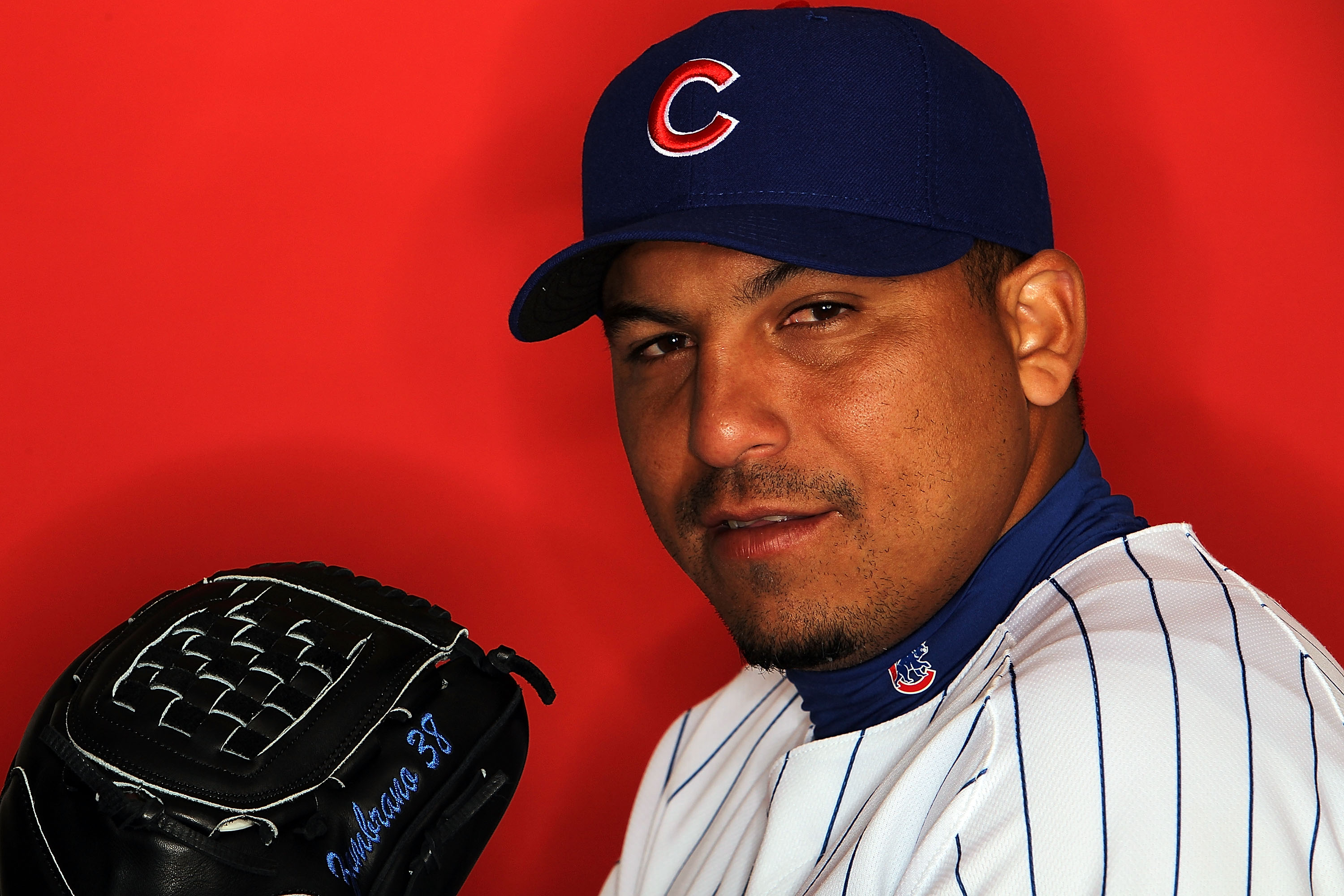 Chicago Cubs starting pitcher Carlos Zambrano (38) reacts after