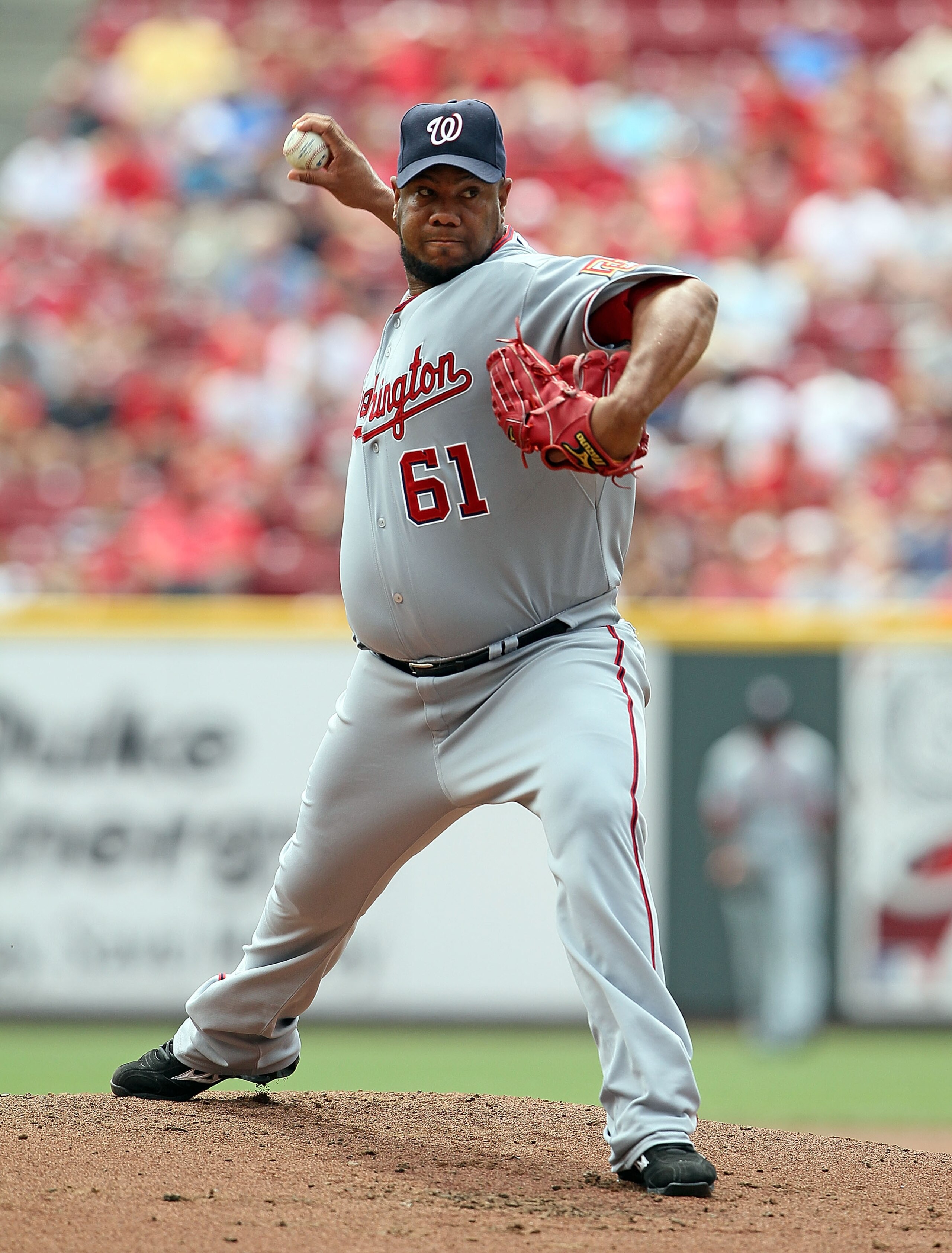 CINCINNATI - JULY 22: Livan Hernandez #61 of the Washington Nationals throws a pitch during the game against the Cincinnati Reds at Great American Ball Park on July 22, 2010 in Cincinnati, Ohio. (Photo by Andy Lyons/Getty Images) CINCINNATI - JULY 22: Livan Hernandez #61 of the Washington Nationals throws a pitch during the game against the Cincinnati Reds at Great American Ball Park on July 22, 2010 in Cincinnati, Ohio. (Photo by Andy Lyons/Getty Images)