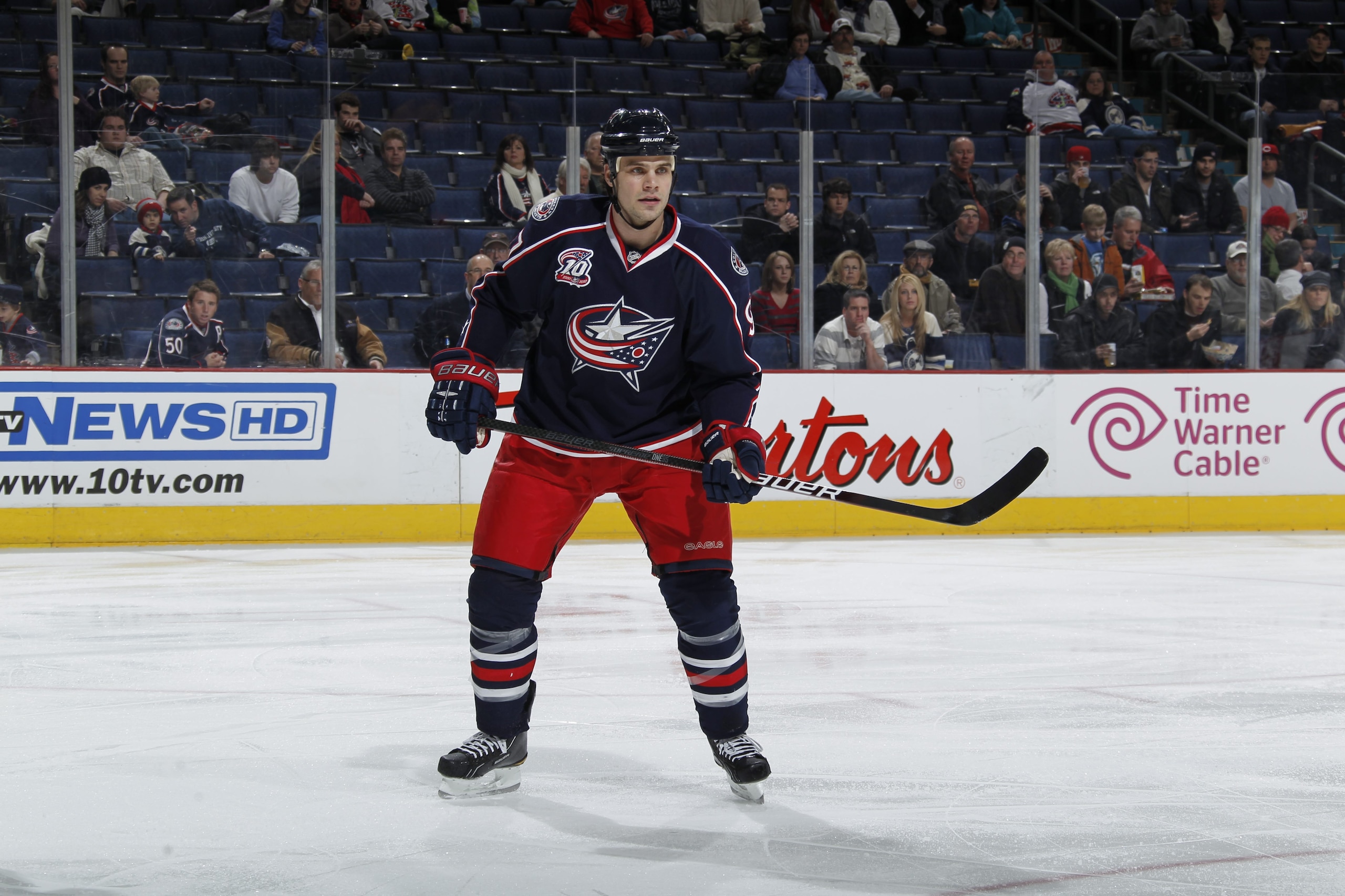 COLUMBUS, OH - JANUARY 11: Rostislav Klesla #97 of the Columbus Blue Jackets skates against the Phoenix Coyotes during a game on January 11, 2011 at the Nationwide Arena in Columbus, Ohio. (Photo by Gregory Shamus/Getty Images)