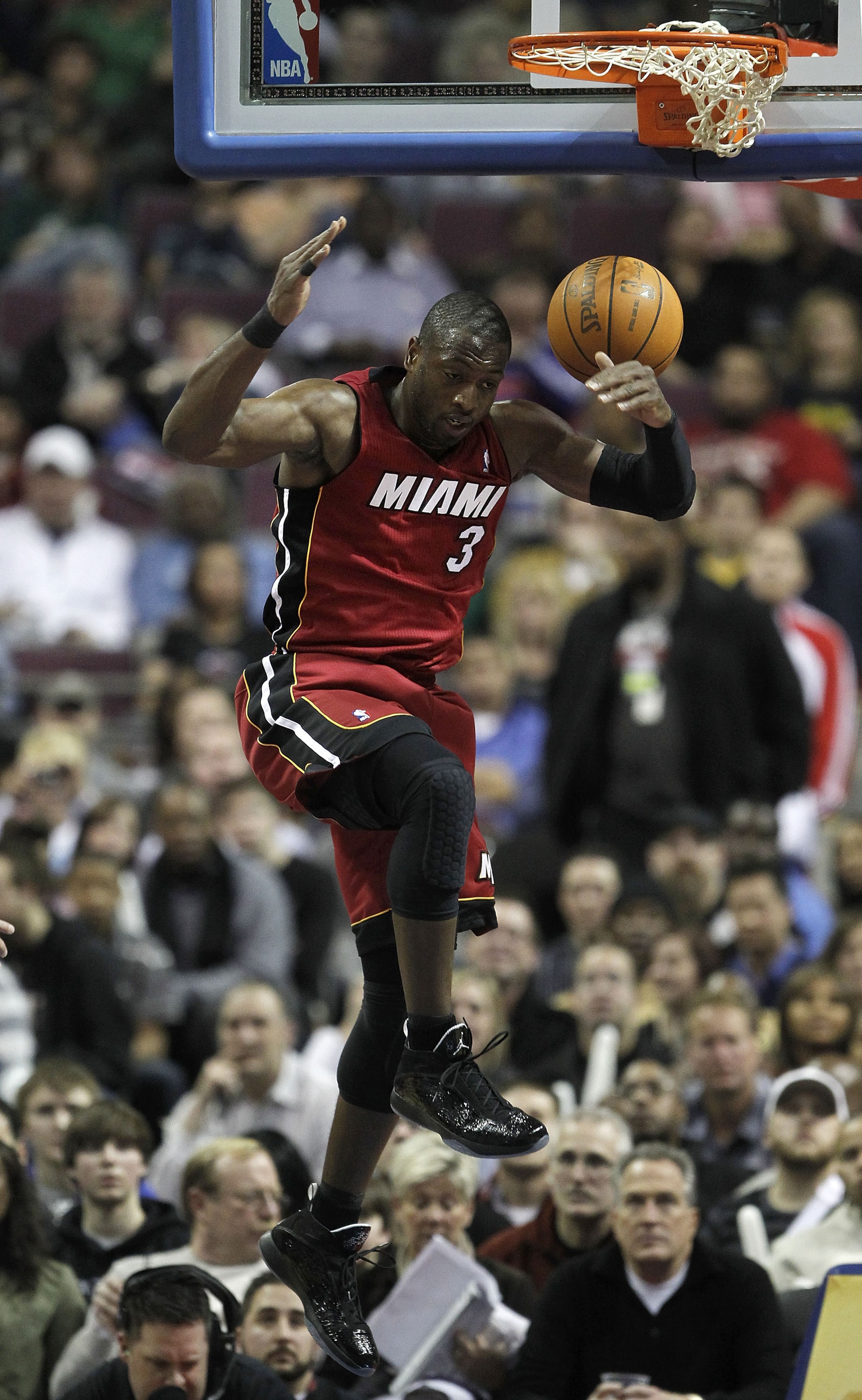 AUBURN HILLS, MI - FEBRUARY 11:  Dwyane Wade #3 of the Miami Heat gets in for a dunk while playing the Detroit Pistons at The Palace of Auburn Hills on February 11, 2011 in Auburn Hills, Michigan. Miami won the game 106-92. NOTE TO USER: User expressly ac