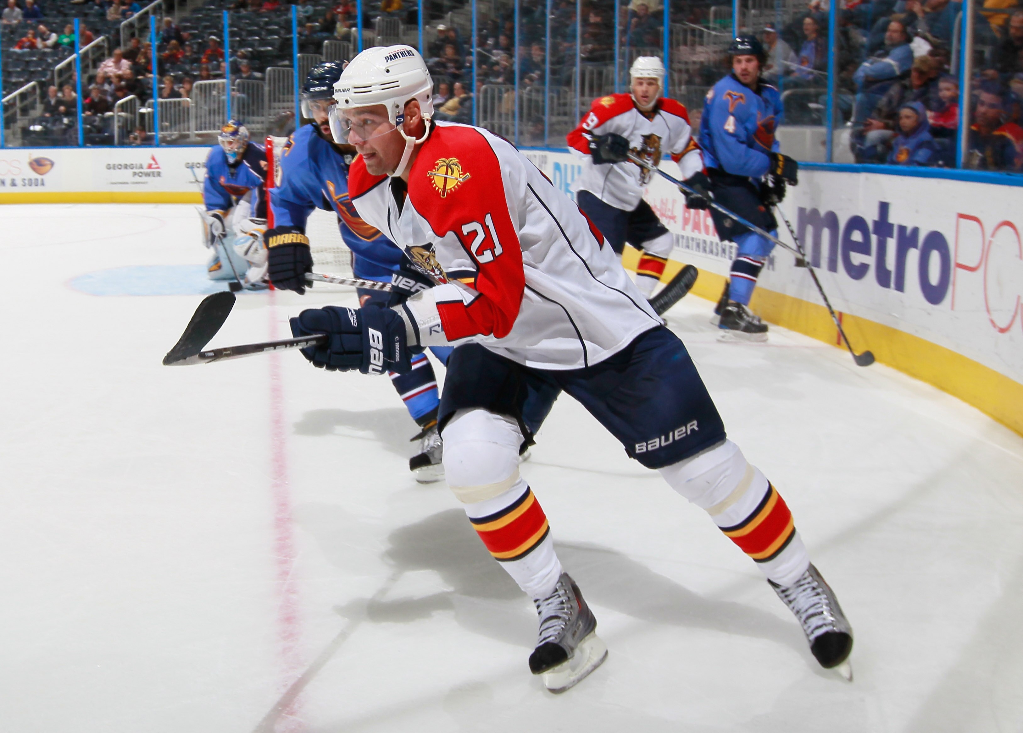 ATLANTA - NOVEMBER 17:  Chris Higgins #21 of the Florida Panthers against the Atlanta Thrashers at Philips Arena on November 17, 2010 in Atlanta, Georgia.  (Photo by Kevin C. Cox/Getty Images)
