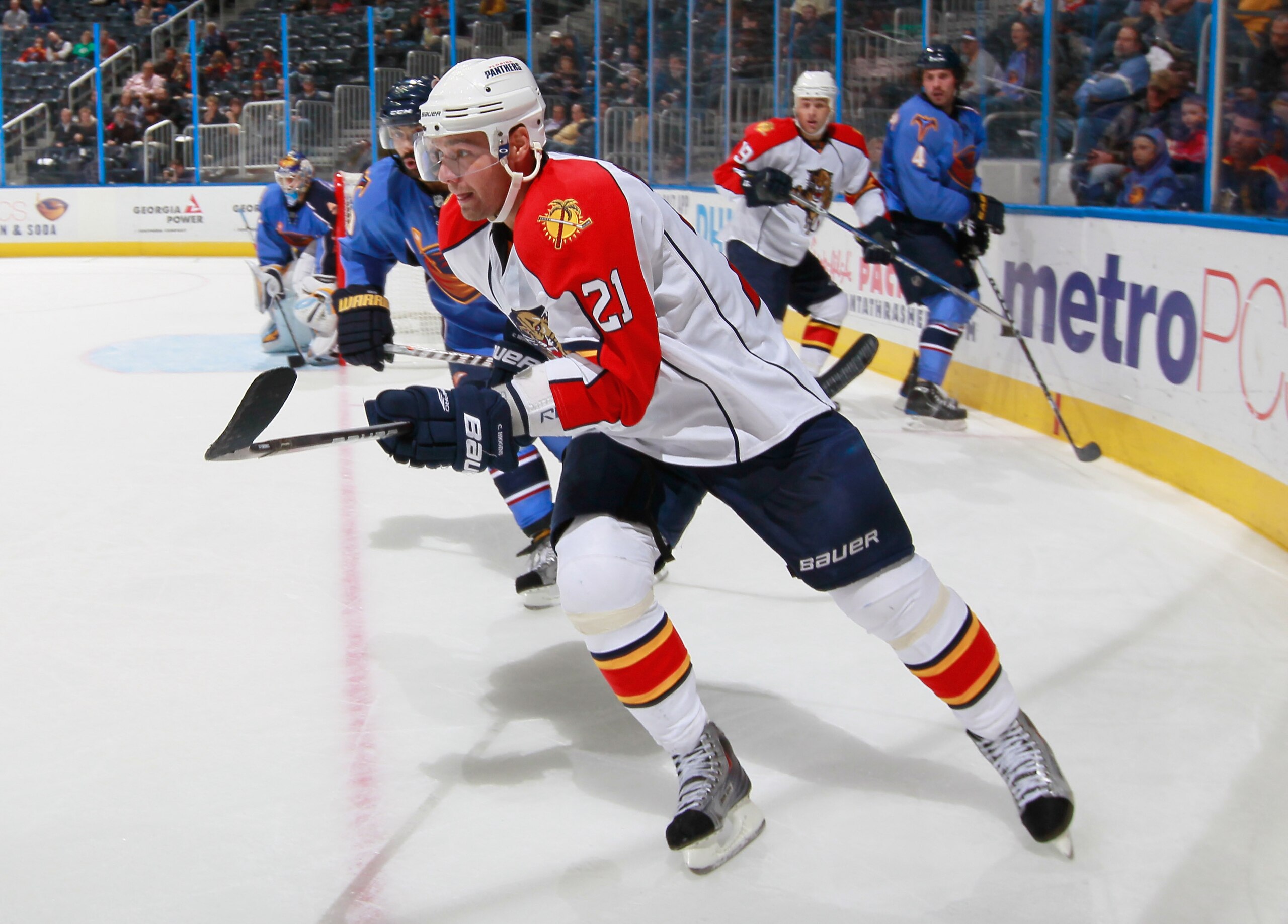ATLANTA - NOVEMBER 17:  Chris Higgins #21 of the Florida Panthers against the Atlanta Thrashers at Philips Arena on November 17, 2010 in Atlanta, Georgia.  (Photo by Kevin C. Cox/Getty Images)