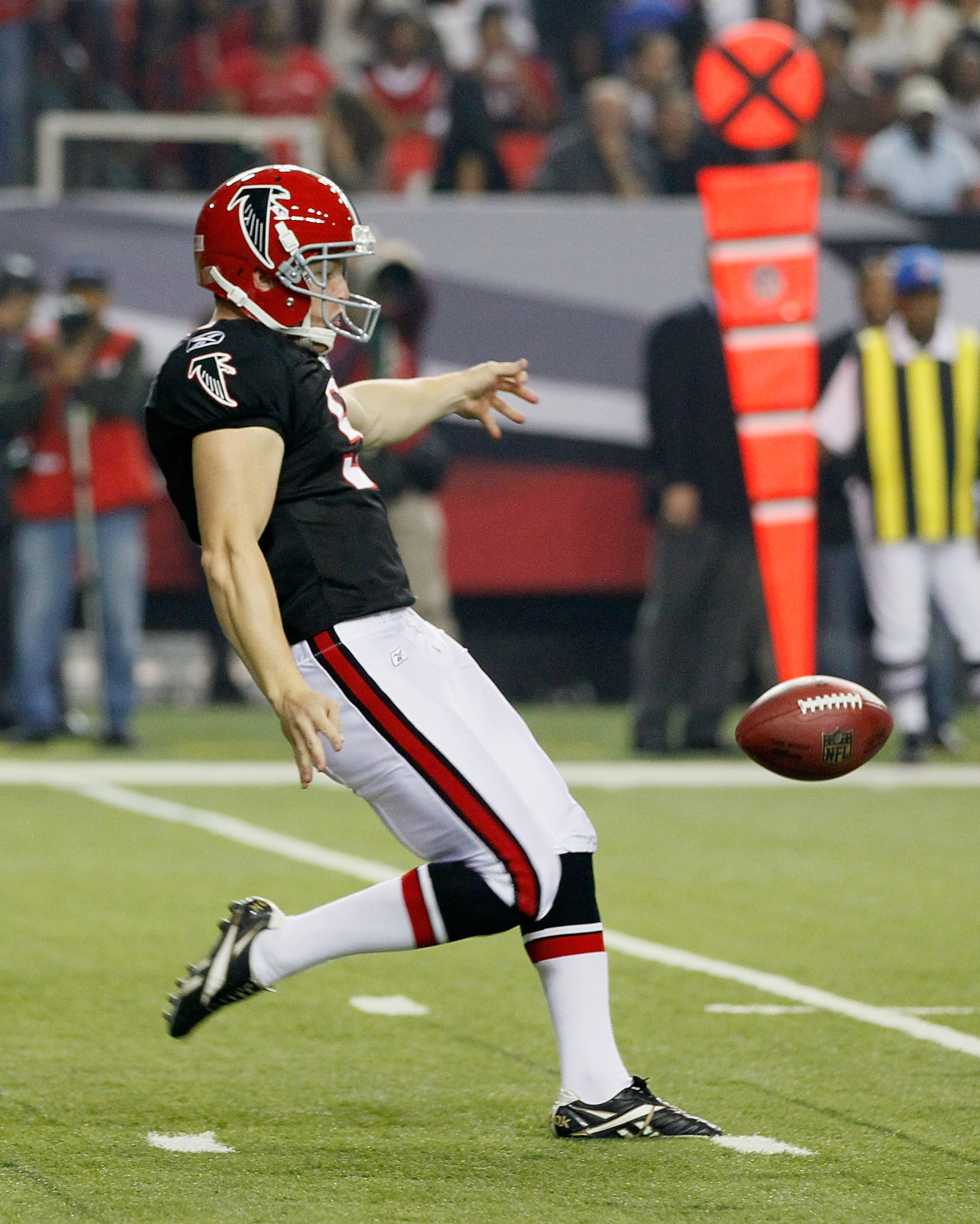 ATLANTA - NOVEMBER 11:  Michael Koenen #9 of the Atlanta Falcons against the Baltimore Ravens at Georgia Dome on November 11, 2010 in Atlanta, Georgia.  (Photo by Kevin C. Cox/Getty Images)