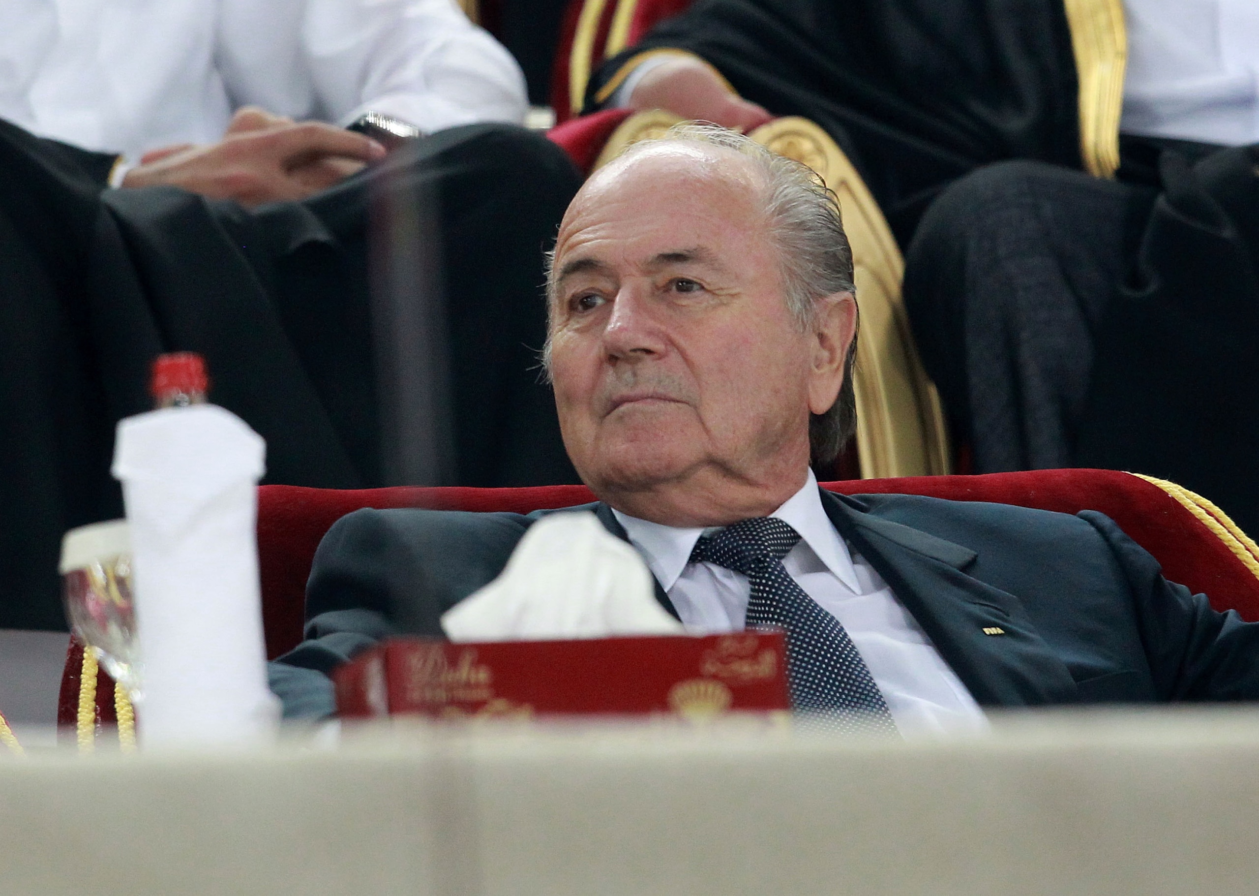 DOHA, QATAR - JANUARY 07: FIFA president Joseph Blatter looks on prior to the AFC Asian Cup Group A match between Qatar and Uzbekistan at Khalifa Stadium on January 7, 2011 in Doha, Qatar. (Photo by Robert Cianflone/Getty Images) DOHA, QATAR - JANUARY 07: FIFA president Joseph Blatter looks on prior to the AFC Asian Cup Group A match between Qatar and Uzbekistan at Khalifa Stadium on January 7, 2011 in Doha, Qatar. (Photo by Robert Cianflone/Getty Images)