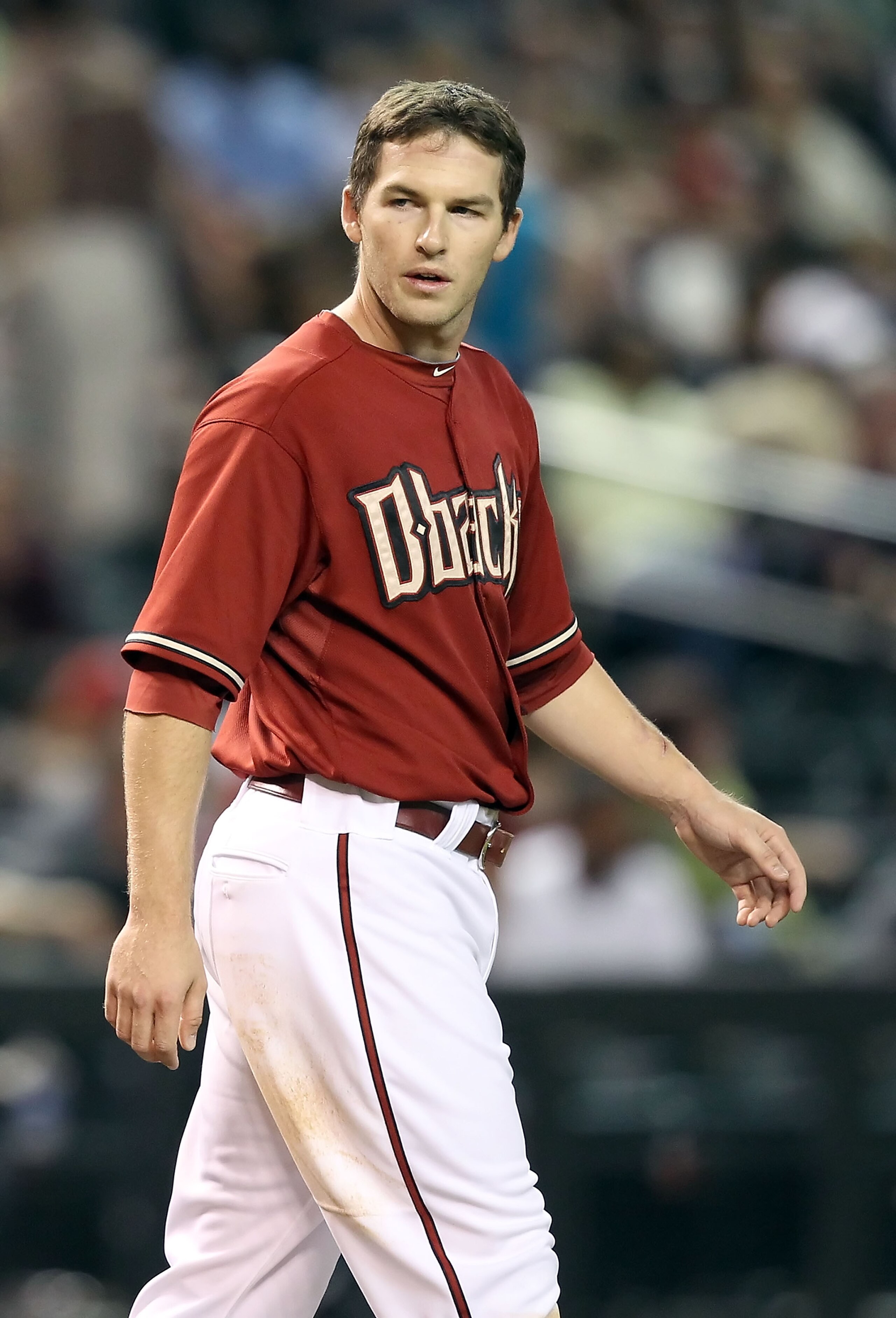 PHOENIX - AUGUST 18: Stephen Drew #6 of the Arizona Diamondbacks reacts to a call during the Major League Baseball game against the Cincinnati Reds at Chase Field on August 18, 2010 in Phoenix, Arizona. The Reds defeated the Diamondbacks 11-7. (Photo by PHOENIX - AUGUST 18: Stephen Drew #6 of the Arizona Diamondbacks reacts to a call during the Major League Baseball game against the Cincinnati Reds at Chase Field on August 18, 2010 in Phoenix, Arizona. The Reds defeated the Diamondbacks 11-7. (Photo by