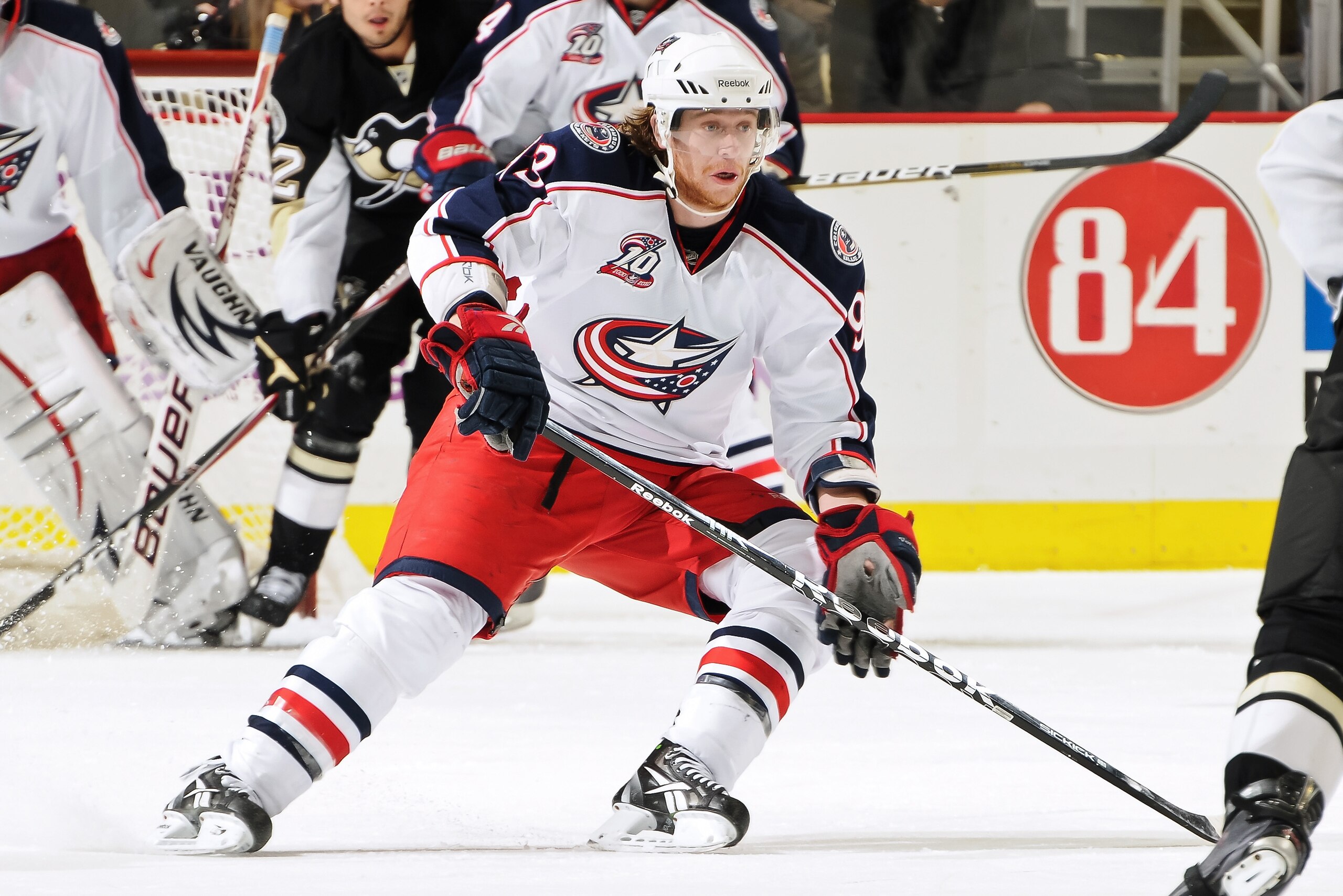 PITTSBURGH, PA - FEBRUARY 8:  Jakub Voracek #93 of the Columbus Blue Jackets skates against the Pittsburgh Penguins on February 8, 2011 at CONSOL Energy Center in Pittsburgh, Pennsylvania.  (Photo by Jamie Sabau/Getty Images)