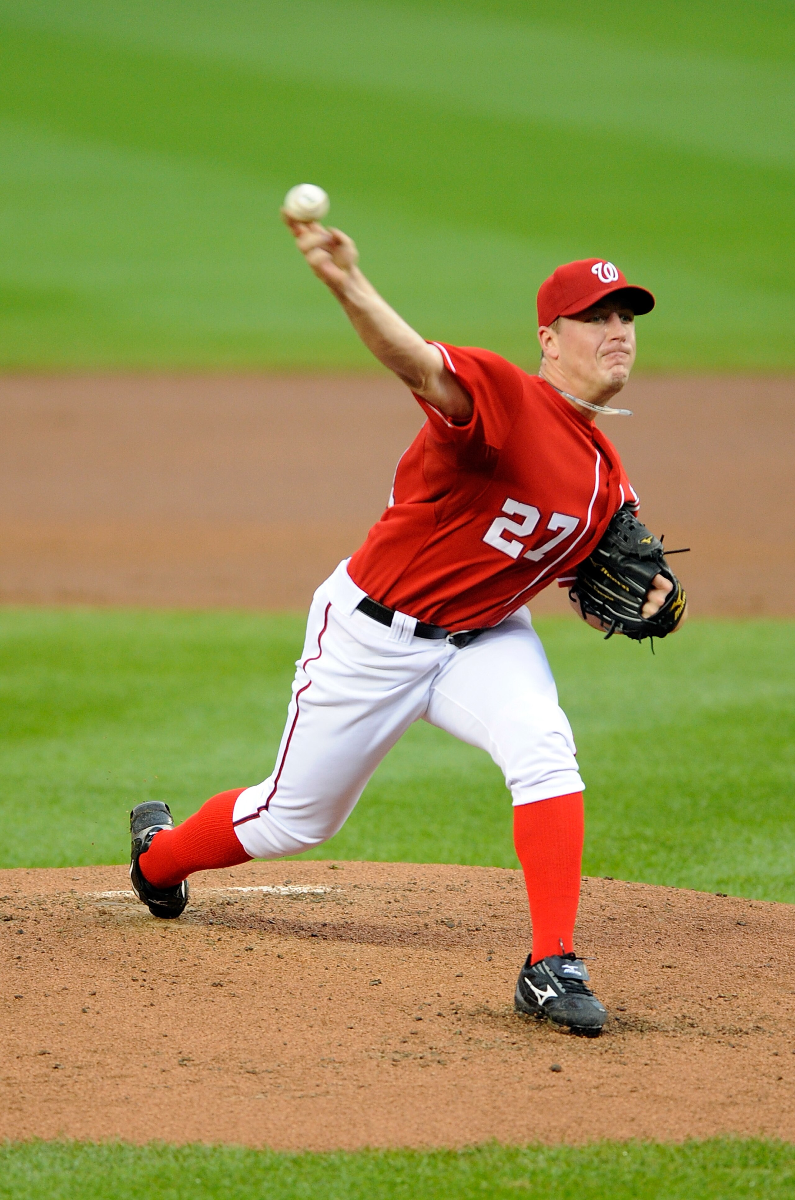 WASHINGTON - JUNE 04:  Jordan Zimmermann #27 of the Washington Nationals pitches against the San Francisco Giants at Nationals Park on June 4, 2009 in Washington, DC.  (Photo by Greg Fiume/Getty Images)