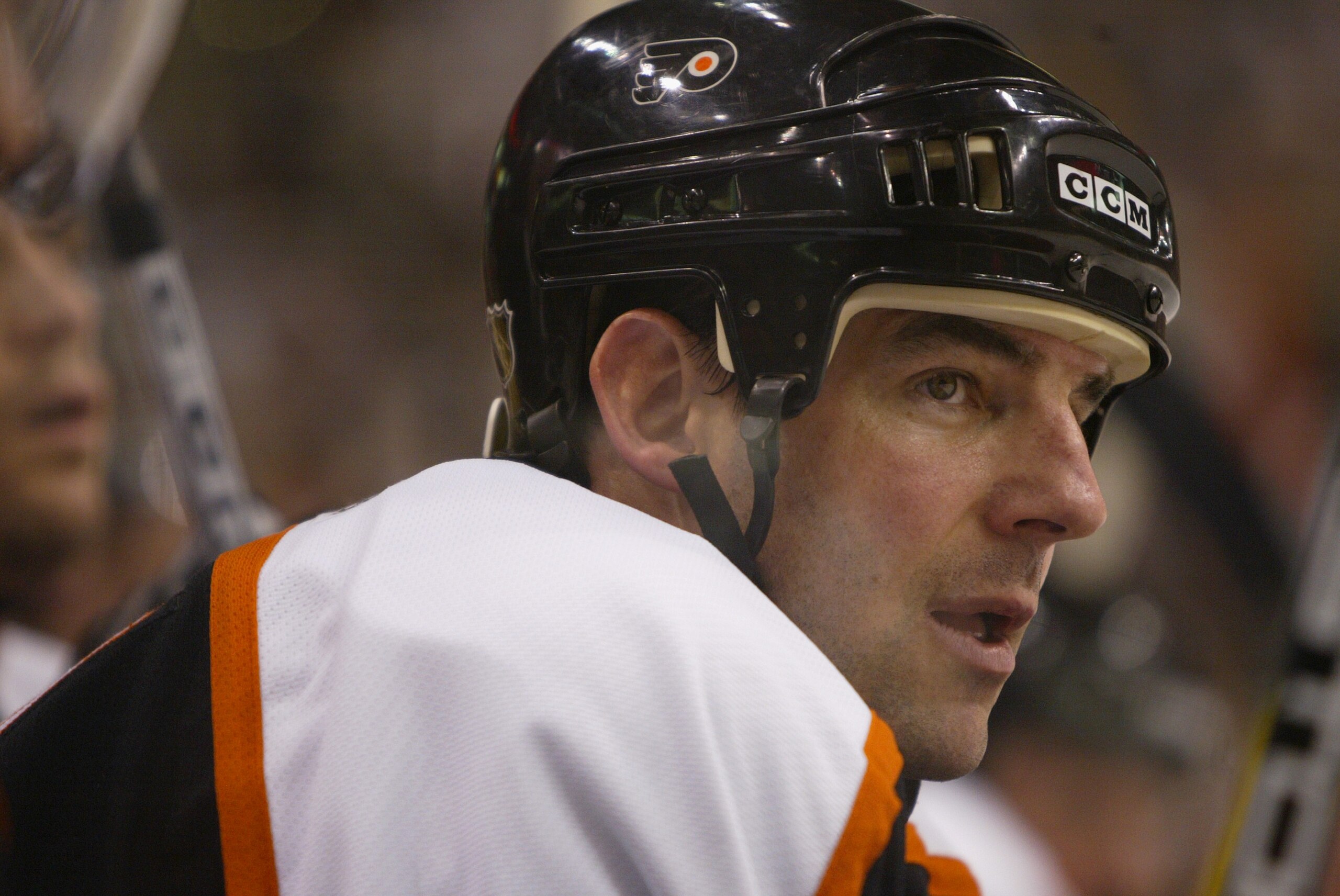 PHILADELPHIA - APRIL 8: Left wing John LeClair #10 of the Philadelphia Flyers watches game one of the first round of the Stanley Cup Playoffs against the New Jersey Devils at the Wachovia Center on April 8, 2004 in Philadelphia, Pennsylvania. The Flyers PHILADELPHIA - APRIL 8: Left wing John LeClair #10 of the Philadelphia Flyers watches game one of the first round of the Stanley Cup Playoffs against the New Jersey Devils at the Wachovia Center on April 8, 2004 in Philadelphia, Pennsylvania. The Flyers
