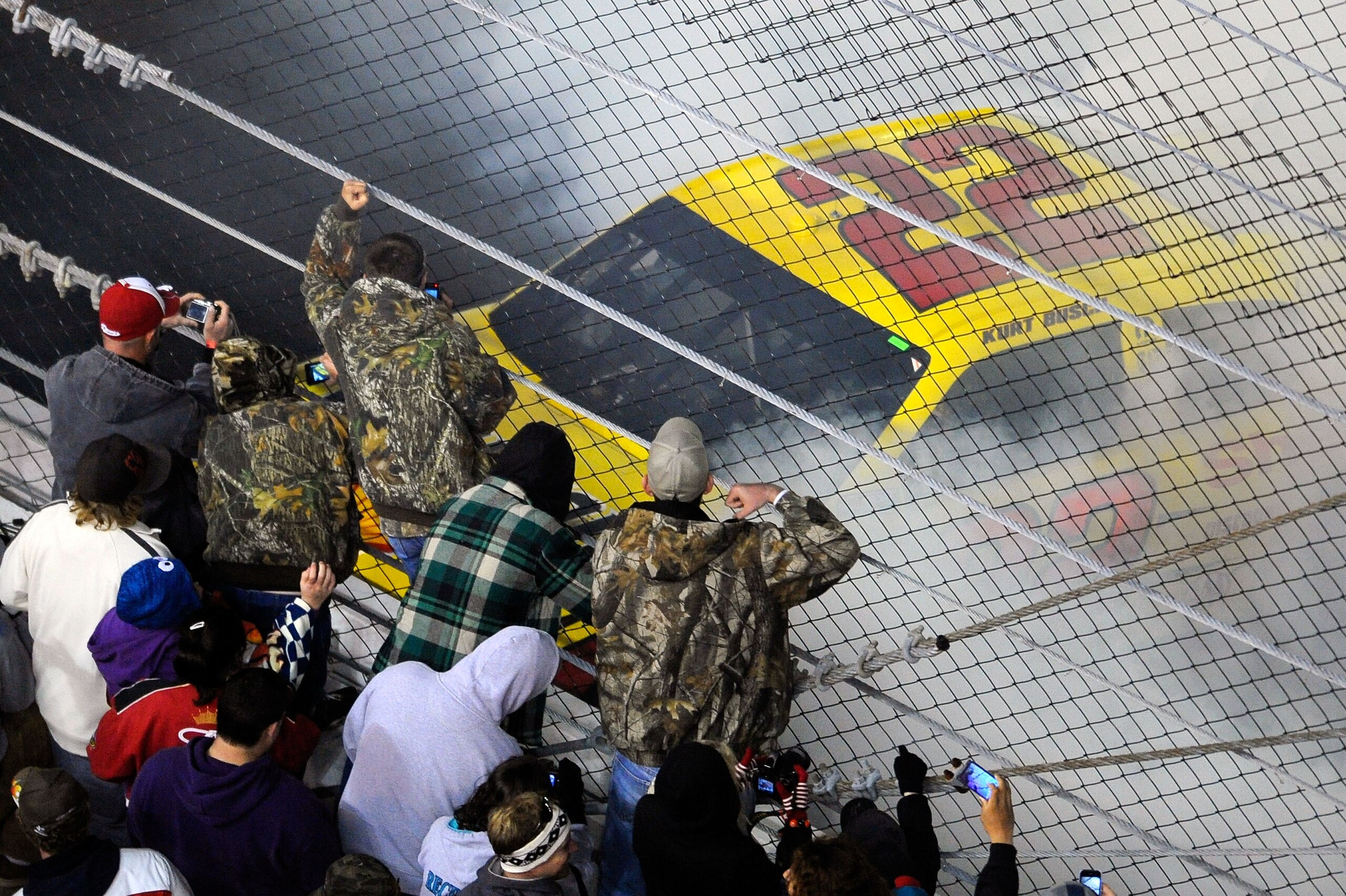 DAYTONA BEACH, FL - FEBRUARY 12: Kurt Busch, driver of the #22 Shell/Pennzoil Dodge, celebrates with a burnout after winning the NASCAR Budweiser Shootout at Daytona International Speedway on February 12, 2011 in Daytona Beach, Florida. (Photo by Jared DAYTONA BEACH, FL - FEBRUARY 12: Kurt Busch, driver of the #22 Shell/Pennzoil Dodge, celebrates with a burnout after winning the NASCAR Budweiser Shootout at Daytona International Speedway on February 12, 2011 in Daytona Beach, Florida. (Photo by Jared