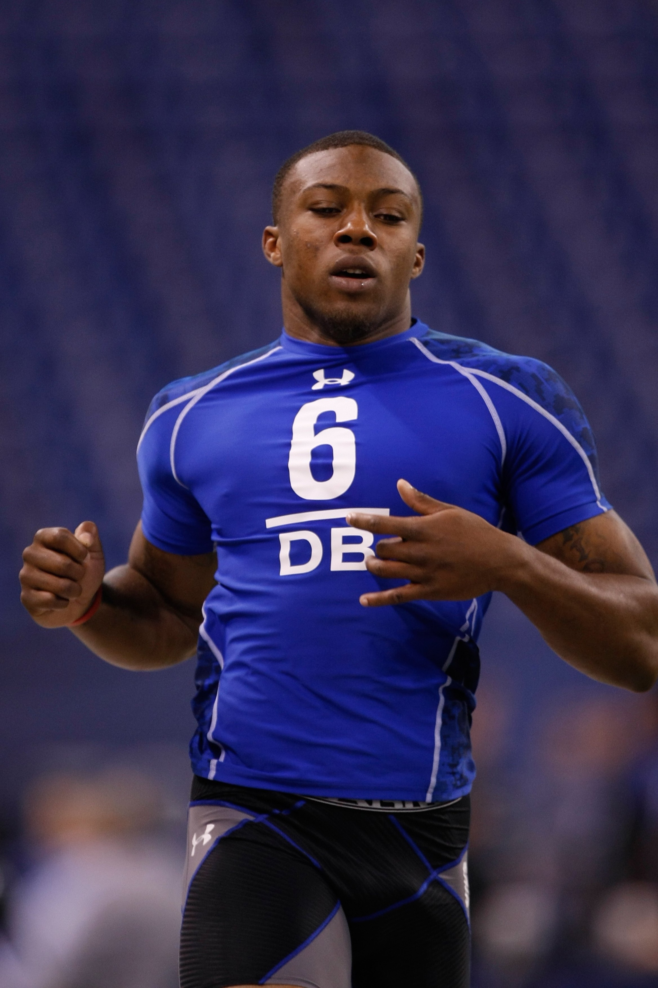 INDIANAPOLIS, IN - MARCH 2: Defensive back Eric Berry of Tennessee runs the 40 yard dash during the NFL Scouting Combine presented by Under Armour at Lucas Oil Stadium on March 2, 2010 in Indianapolis, Indiana. (Photo by Scott Boehm/Getty Images)