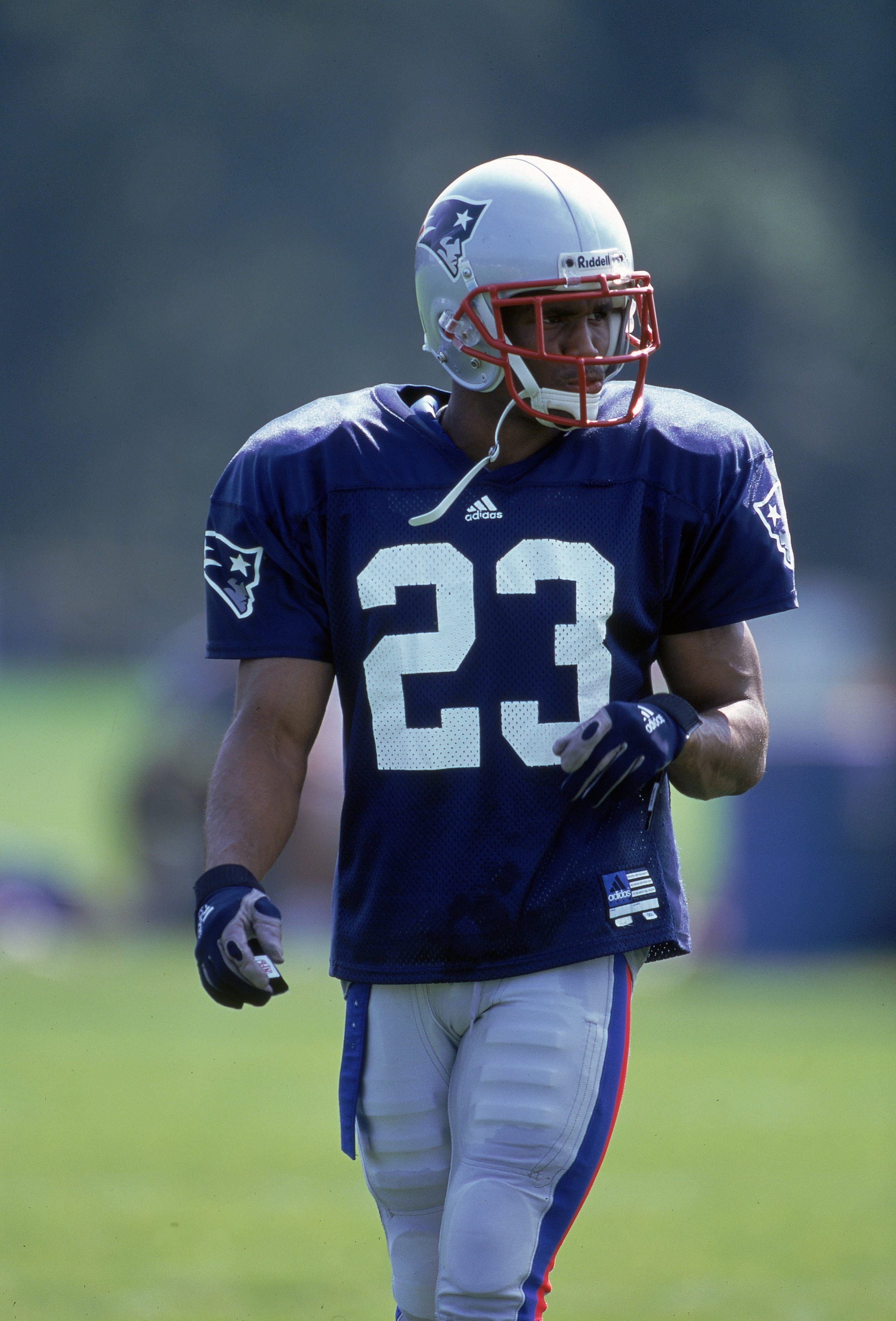 7 Aug 2000:  Antwan Harris #23 of the New England Patriots is walking on the field during the Patriots Training Camp at Bryant College in Smithfield, Rhode Island.Mandatory Credit: Jamie Squire  /Allsport