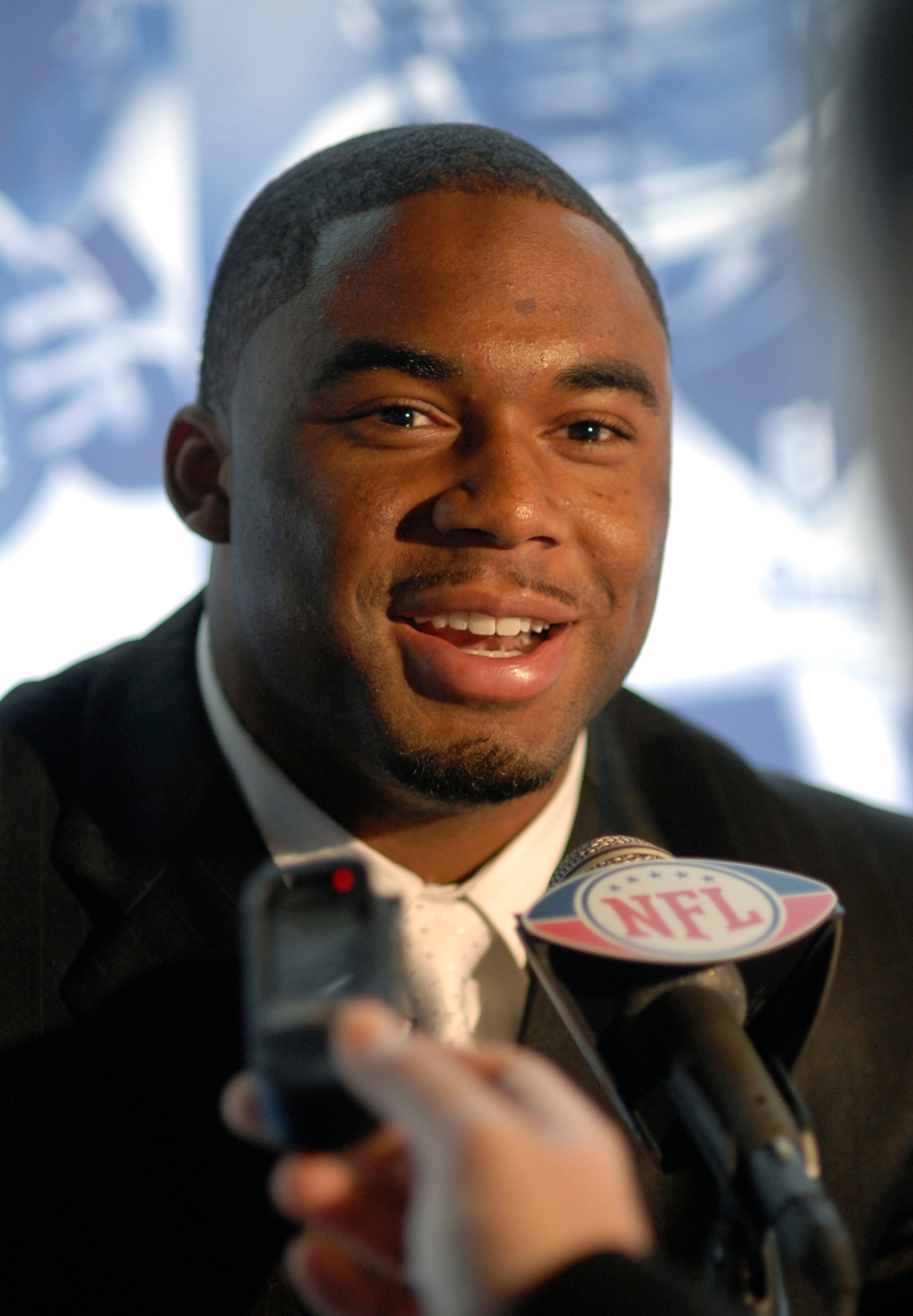 NEW YORK - APRIL 24:  Vernon Gholston, former Ohio State defensive end, speaks to the press during the NFL Draft Media Luncheon at the Chelsea Piers April 24, 2008 in New York City.  (Photo by Jonathan Fickies/Getty Images)