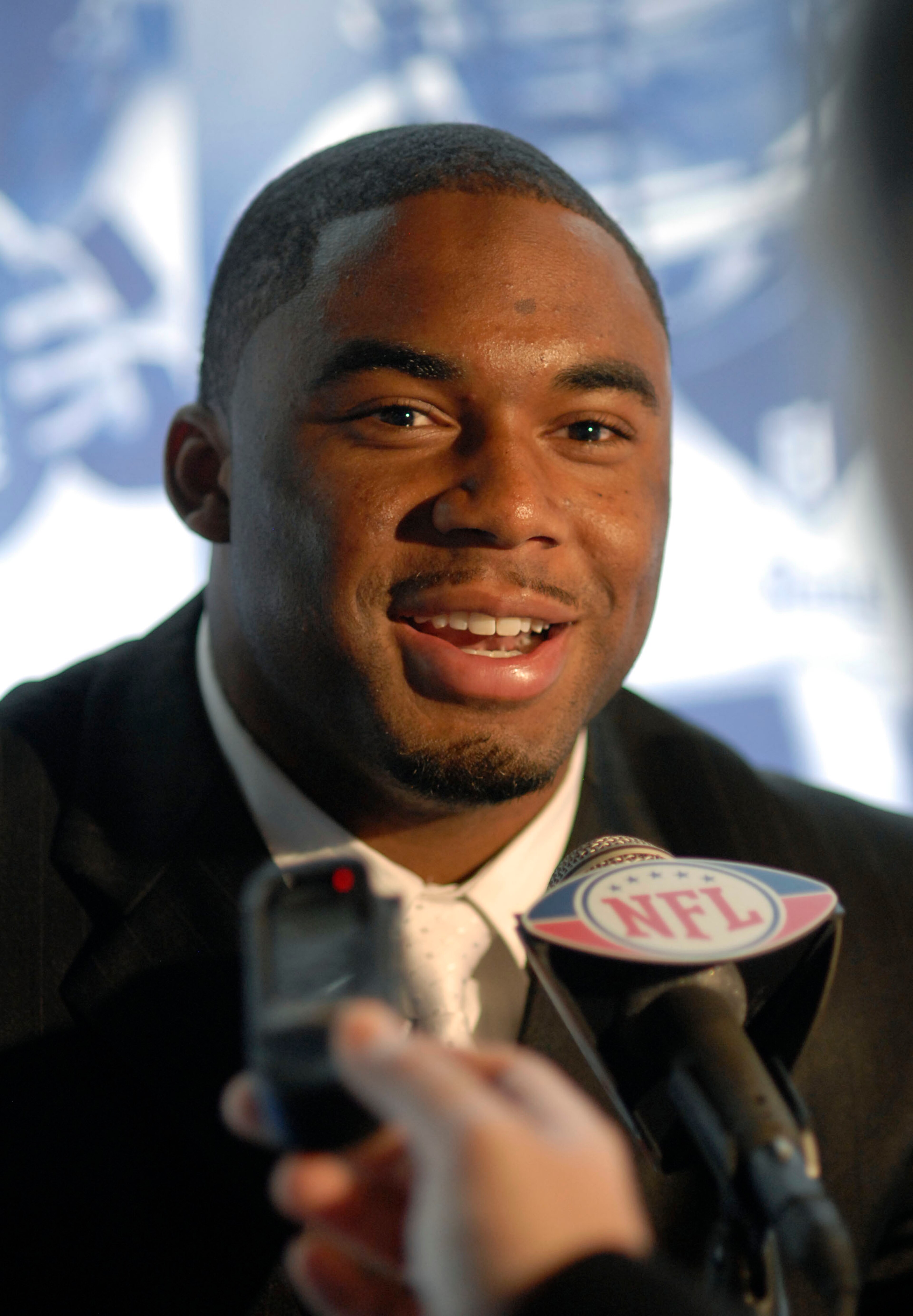 NEW YORK - APRIL 24:  Vernon Gholston, former Ohio State defensive end, speaks to the press during the NFL Draft Media Luncheon at the Chelsea Piers April 24, 2008 in New York City.  (Photo by Jonathan Fickies/Getty Images)