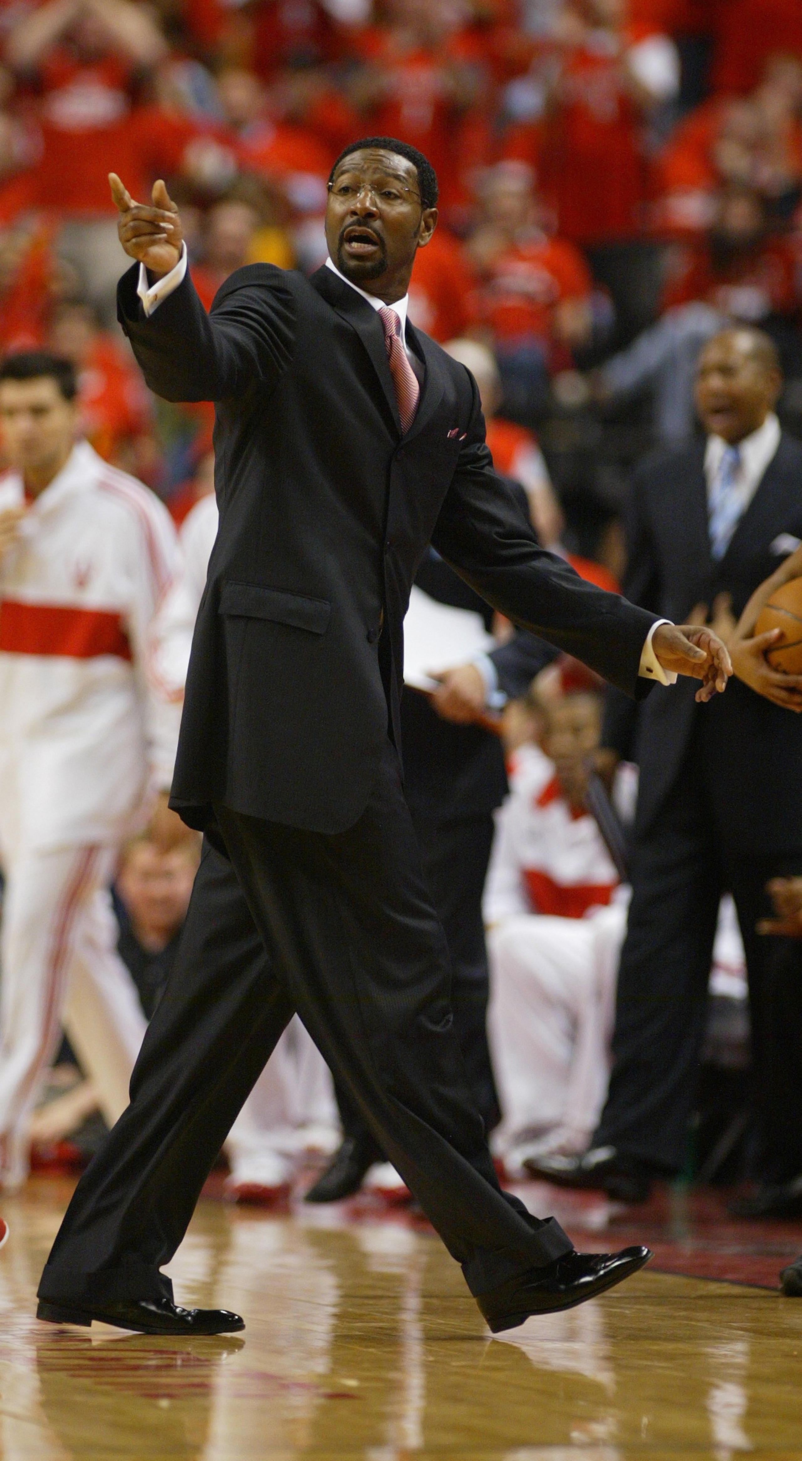 TORONTO,ON - APRIL 24:  Head Coach Sam Mitchell of the Toronto Raptors expresses his point of view against the Orlando Magic in Game 3 of the Eastern Conference Quarterfinals on April 24, 2008 at the Air Canada Centre in Toronto, Ontario. The Raptors defe