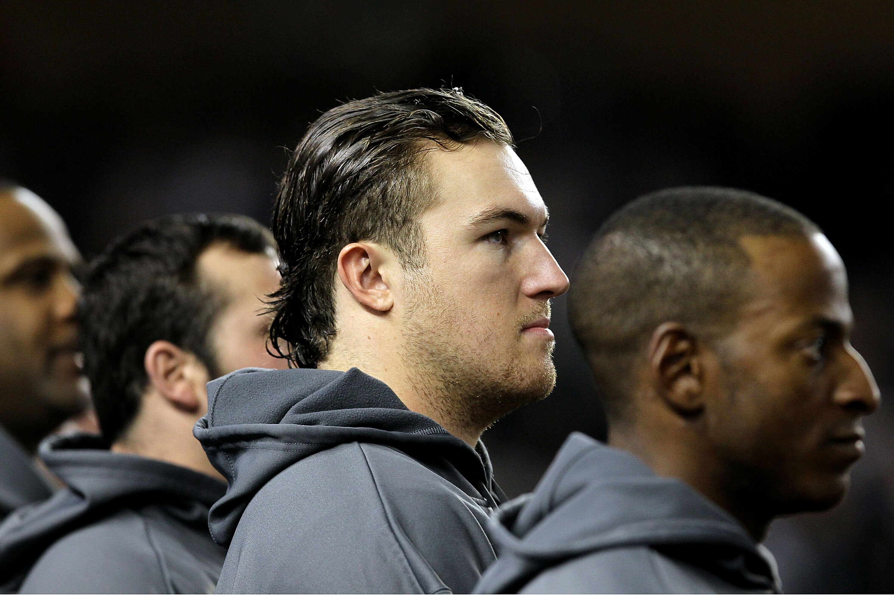 NEW YORK - OCTOBER 19:  Phil Hughes #65 of the New York Yankees looks on during player introductions before play against the Texas Rangers in Game Four of the ALCS during the 2010 MLB Playoffs at Yankee Stadium on October 19, 2010 in the Bronx borough of