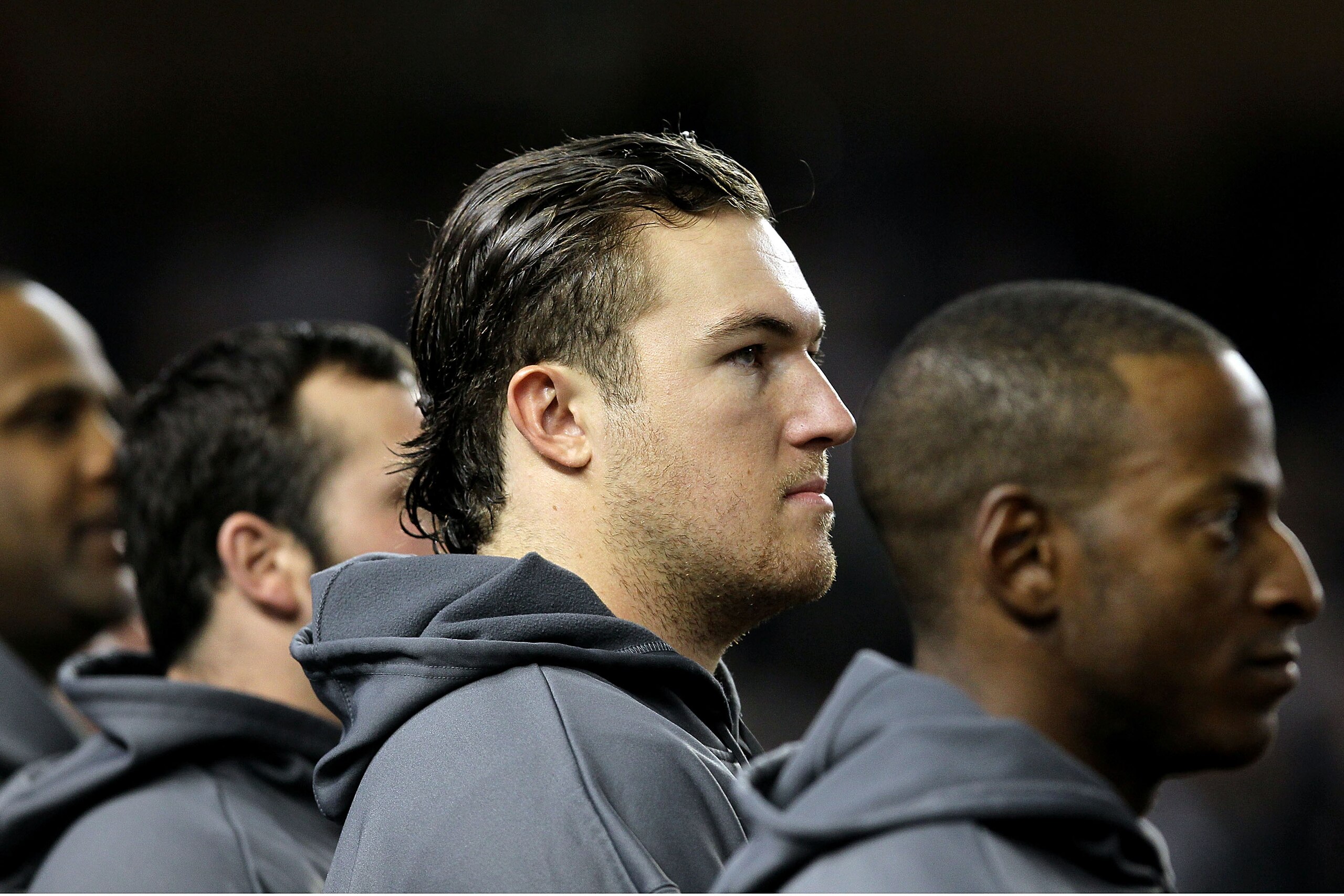 NEW YORK - OCTOBER 19:  Phil Hughes #65 of the New York Yankees looks on during player introductions before play against the Texas Rangers in Game Four of the ALCS during the 2010 MLB Playoffs at Yankee Stadium on October 19, 2010 in the Bronx borough of