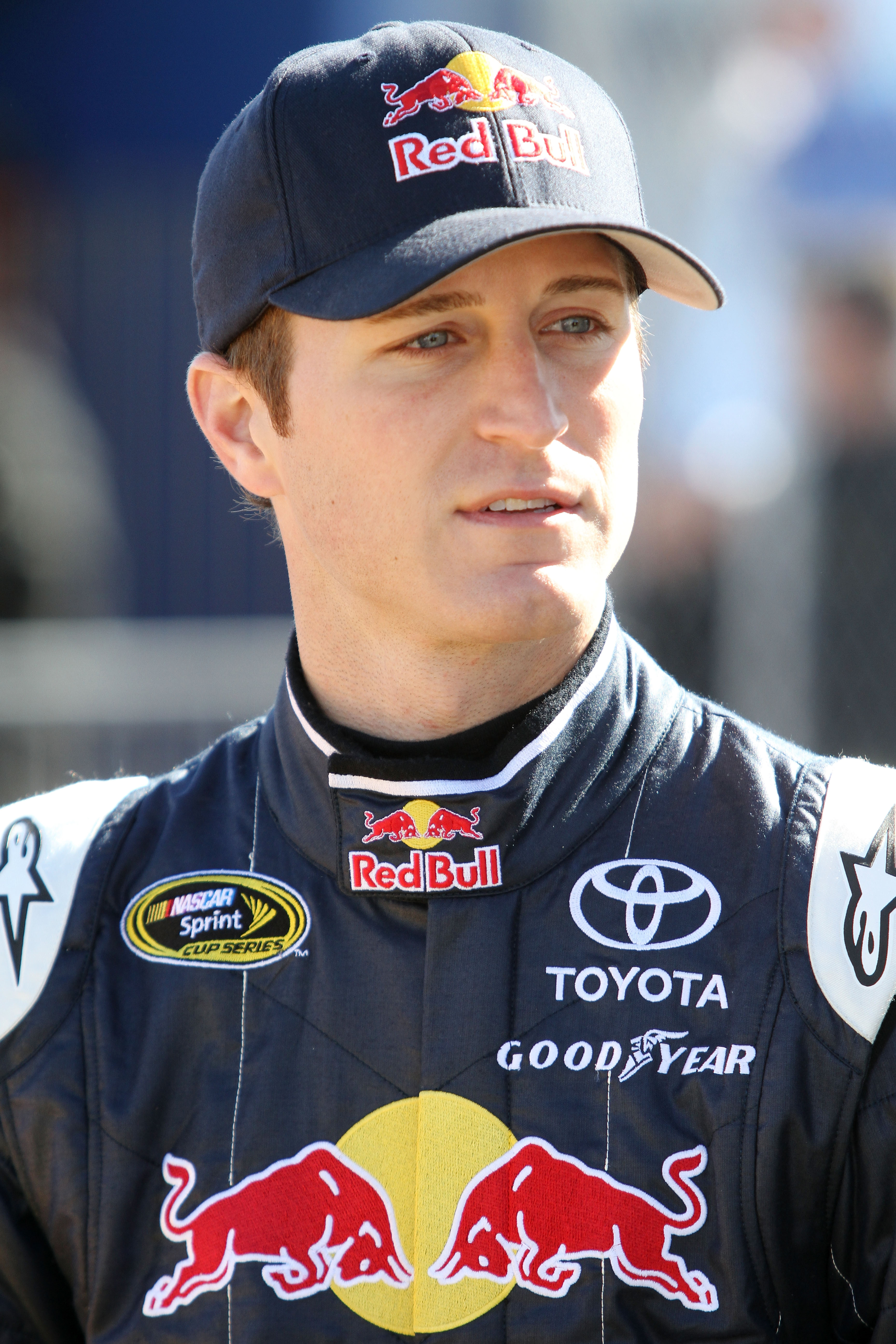 DAYTONA BEACH, FL - FEBRUARY 12:  Kasey Kahne, driver of the #4 Red Bull Toyota, stands in the garage area during practice for the NASCAR Sprint Cup Series Daytona 500 at Daytona International Speedway on February 12, 2011 in Daytona Beach, Florida.  (Pho
