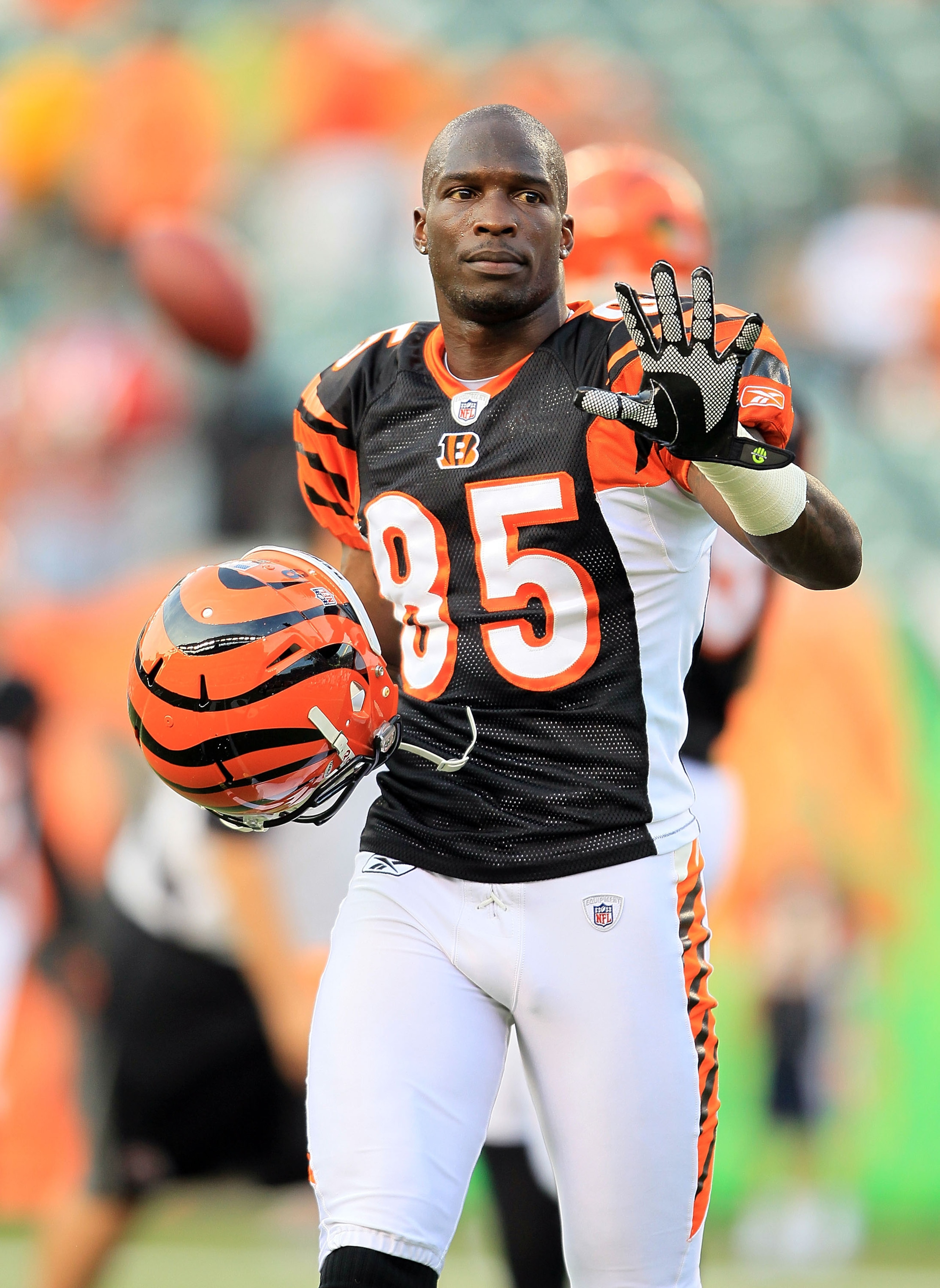 CINCINNATI - AUGUST 20:  Chad Ochocinco #85 of the Cincinnati Bengals is pictured before the NFL preseason game against the Philadelphia Eagles at Paul Brown Stadium on August 20, 2010 in Cincinnati, Ohio.  (Photo by Andy Lyons/Getty Images)