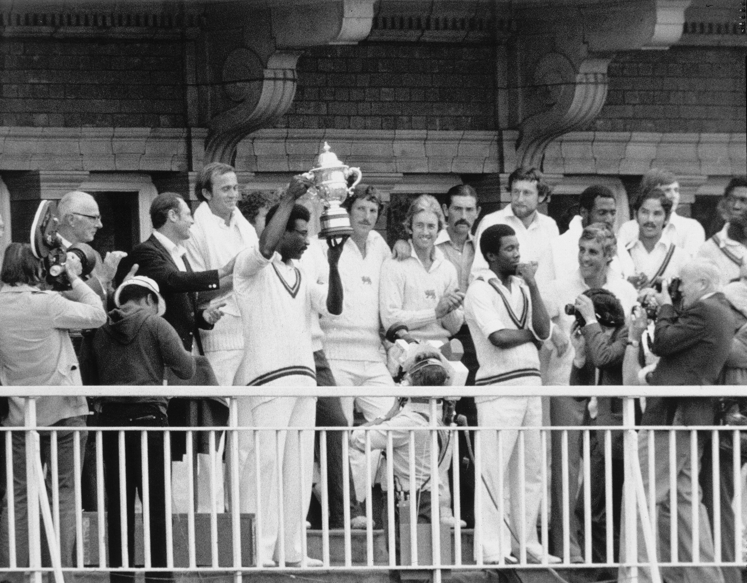 23 Jun 1979: Clive Lloyd of the West Indies holds up the magnificent World Cup Trophy after beating England by 92 runs at Lords Cricket Ground in London, England. \ Mandatory Credit: AllsportUK /Allsport 23 Jun 1979: Clive Lloyd of the West Indies holds up the magnificent World Cup Trophy after beating England by 92 runs at Lords Cricket Ground in London, England. \ Mandatory Credit: AllsportUK /Allsport