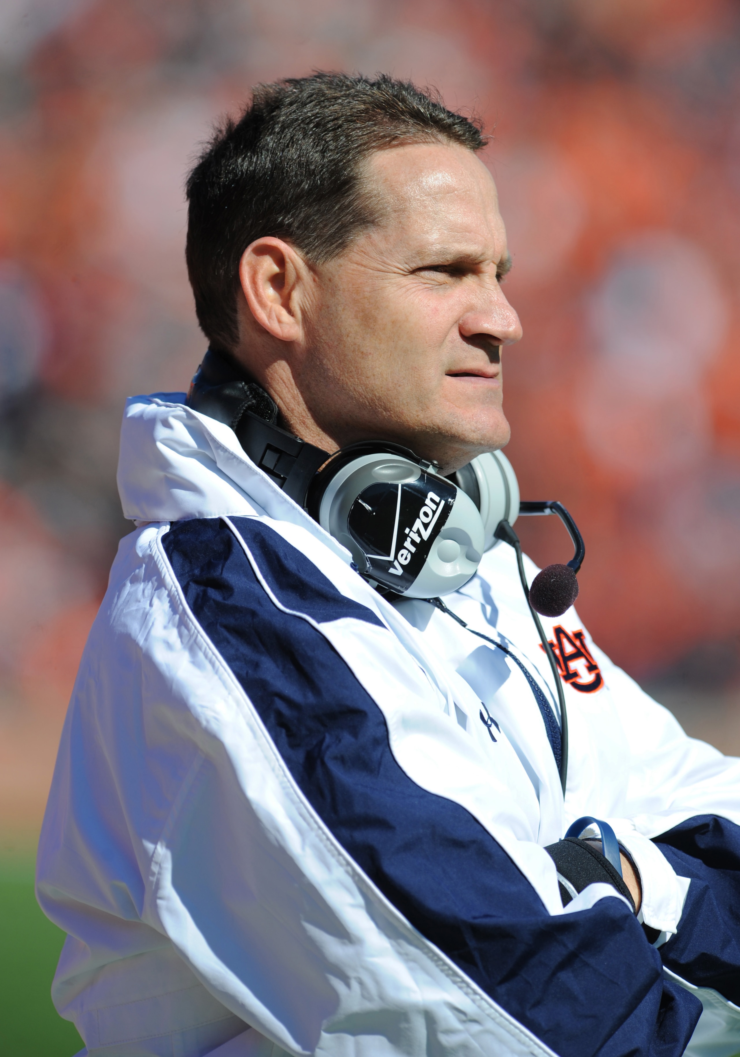AUBURN, AL - NOVEMBER 06:  Coach Gene Chizik of the Auburn Tigers watches play against the Chattanooga Mocs November 6, 2010 at Jordan-Hare Stadium in Auburn, Alabama.  (Photo by Al Messerschmidt/Getty Images)