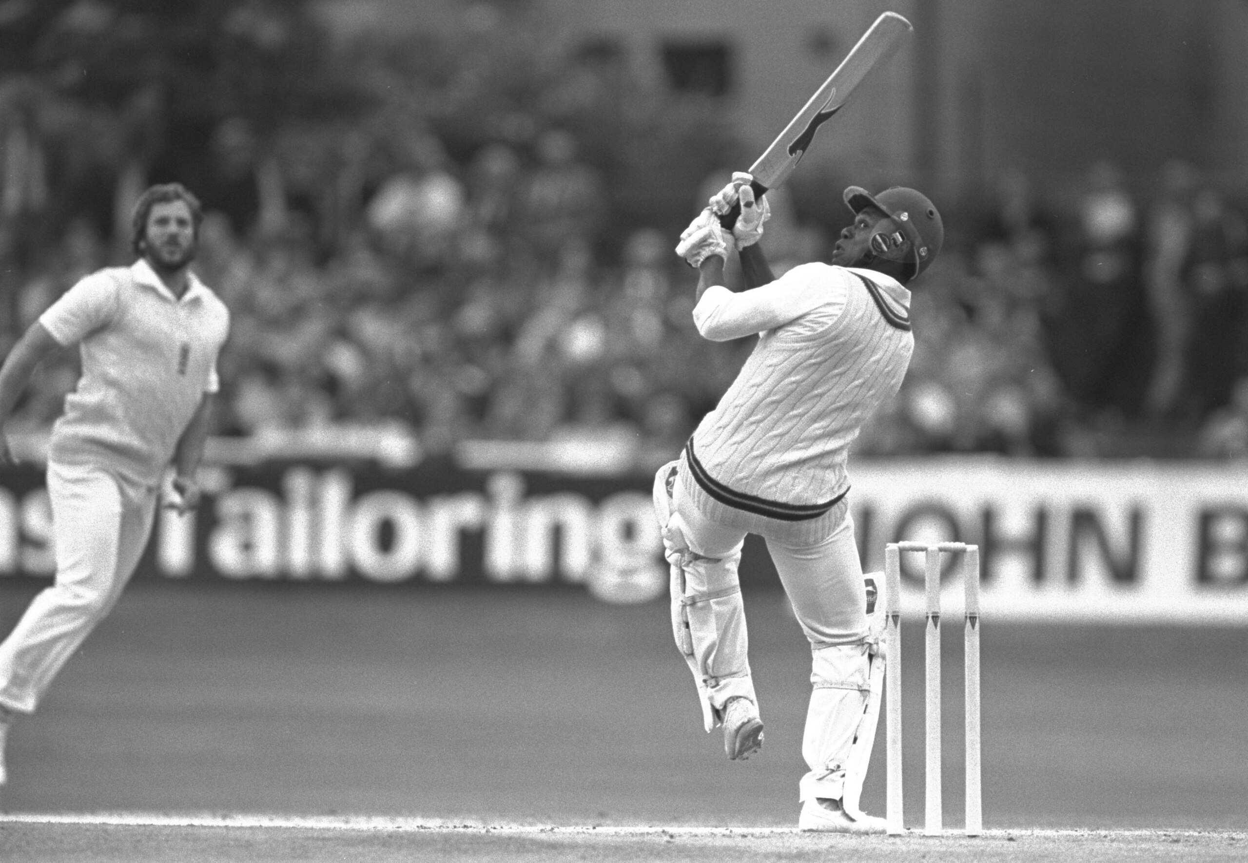 Jul 1980: Desmond Haynes of the West Indies hits Ian Botham for four during the fifth test at Headingley in Leeds. Mandatory Credit: Adrian Murrell/Allsport Jul 1980: Desmond Haynes of the West Indies hits Ian Botham for four during the fifth test at Headingley in Leeds. Mandatory Credit: Adrian Murrell/Allsport