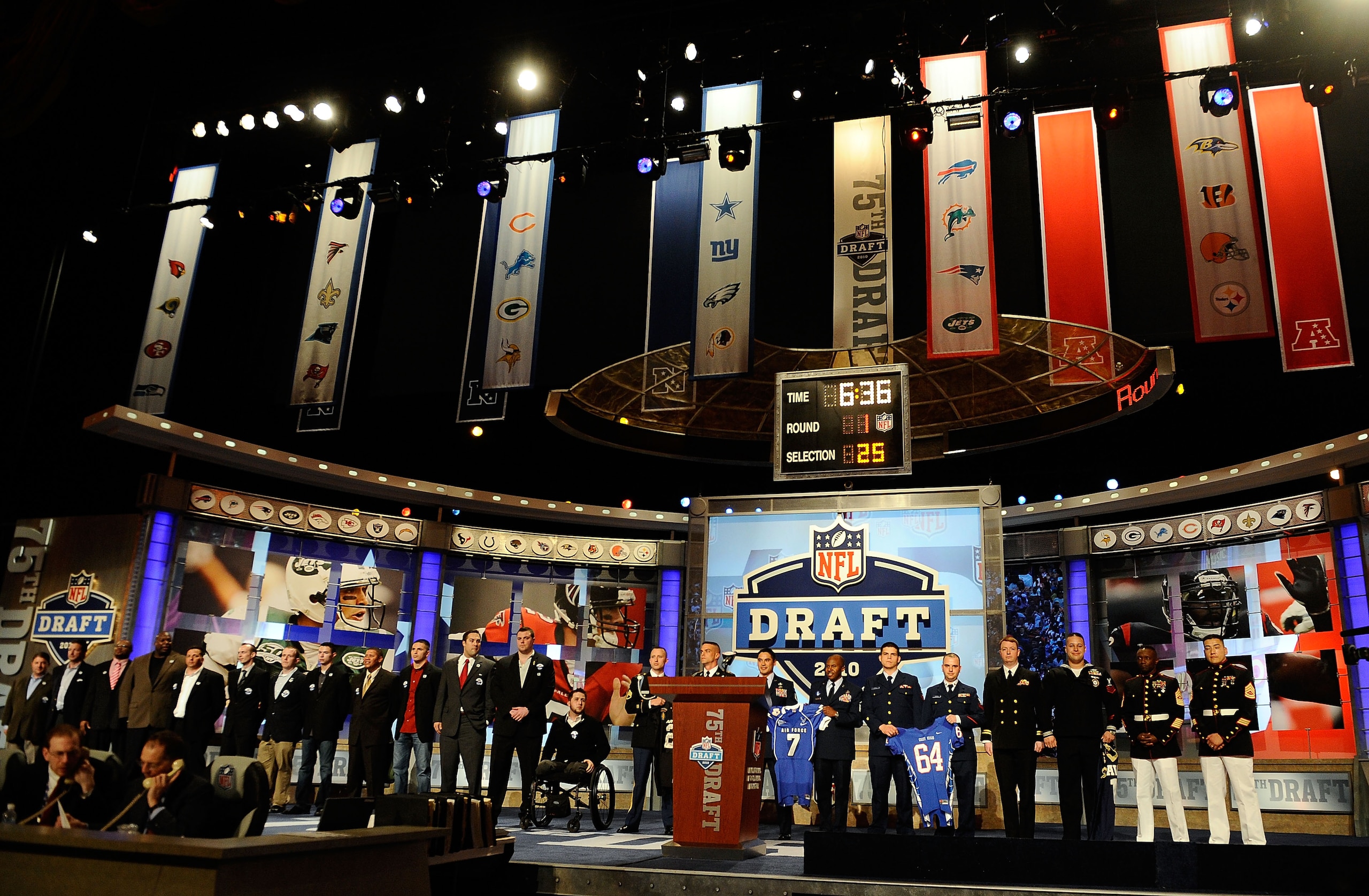 NEW YORK - APRIL 22: Miltary personnell are honored during the 2010 NFL Draft at Radio City Music Hall on April 22, 2010 in New York City. (Photo by Jeff Zelevansky/Getty Images) NEW YORK - APRIL 22: Miltary personnell are honored during the 2010 NFL Draft at Radio City Music Hall on April 22, 2010 in New York City. (Photo by Jeff Zelevansky/Getty Images)