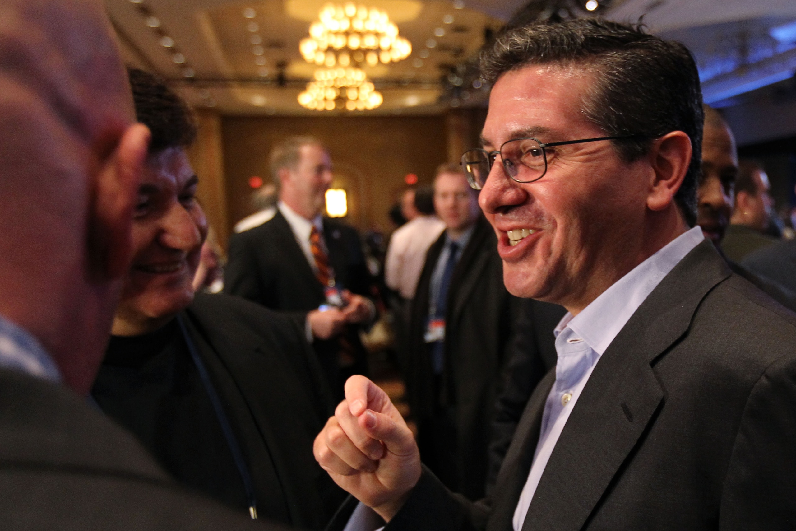 DALLAS, TX - FEBRUARY 04:  Owner of the Washington Redskins Daniel Snyder speaks to reporters during a press conference with NFL commissioner Roger Goodell at the Super Bowl XLV media center on February 4, 2011 in Dallas, Texas. The Green Bay Packers will