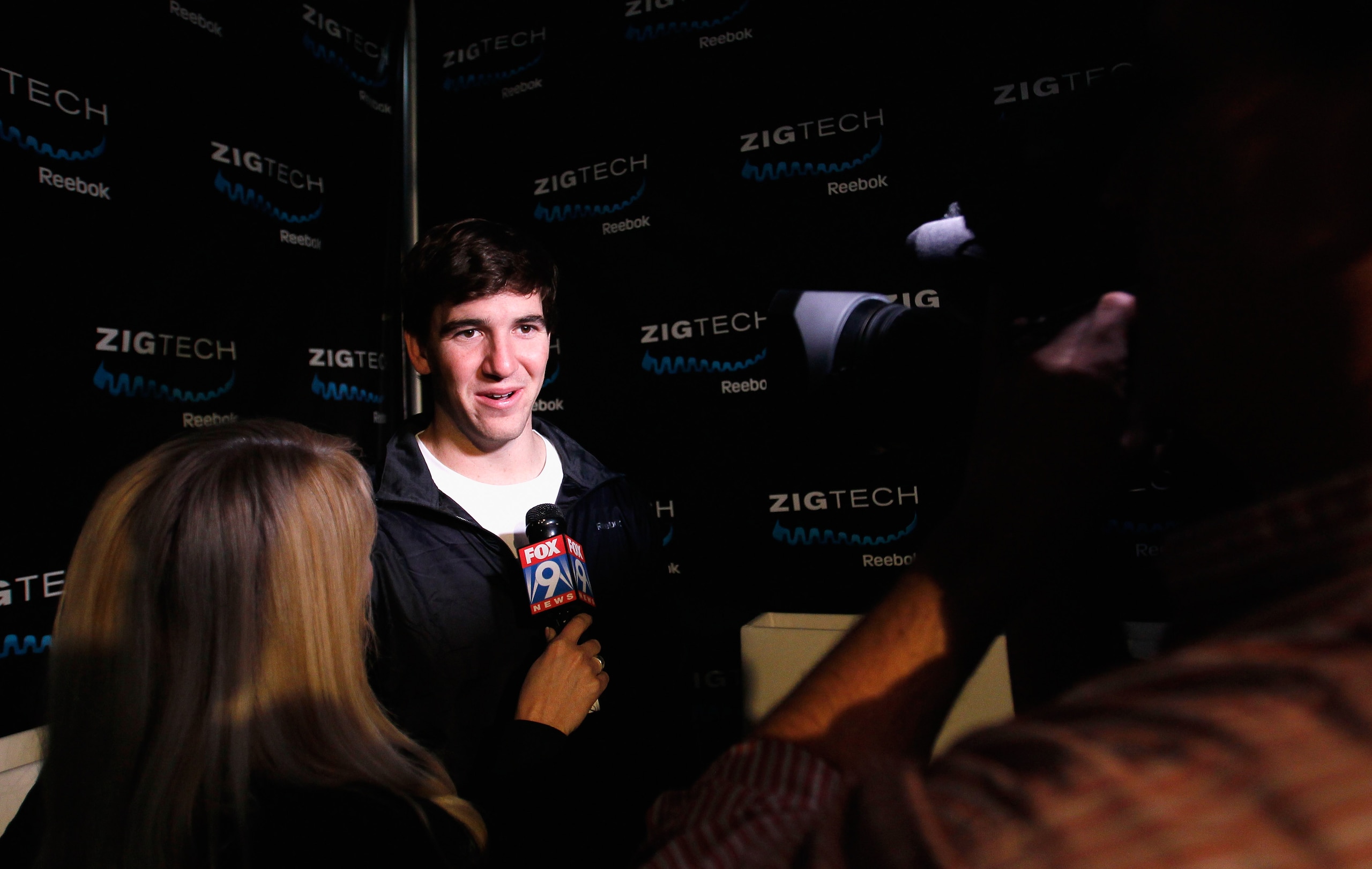 DALLAS, TX - FEBRUARY 04:  Eli Manning of the New York Giants attends the 'ZigTech Cowboy Up Challenge' hosted by Reebok as MMA champion Randy Couture rides a mechanical bull on February 4, 2011 in Dallas, Texas.  (Photo by Kevin C. Cox/Getty Images)