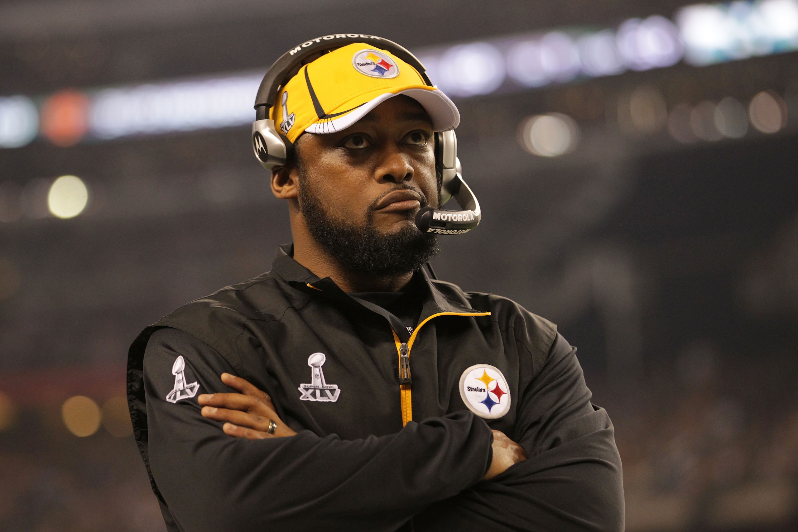 ARLINGTON, TX - FEBRUARY 06:  Head coach Mike Tomlin of the Pittsburgh Steelers looks on against the Green Bay Packers during the third quarter of Super Bowl XLV at Cowboys Stadium on February 6, 2011 in Arlington, Texas.  (Photo by Doug Pensinger/Getty I