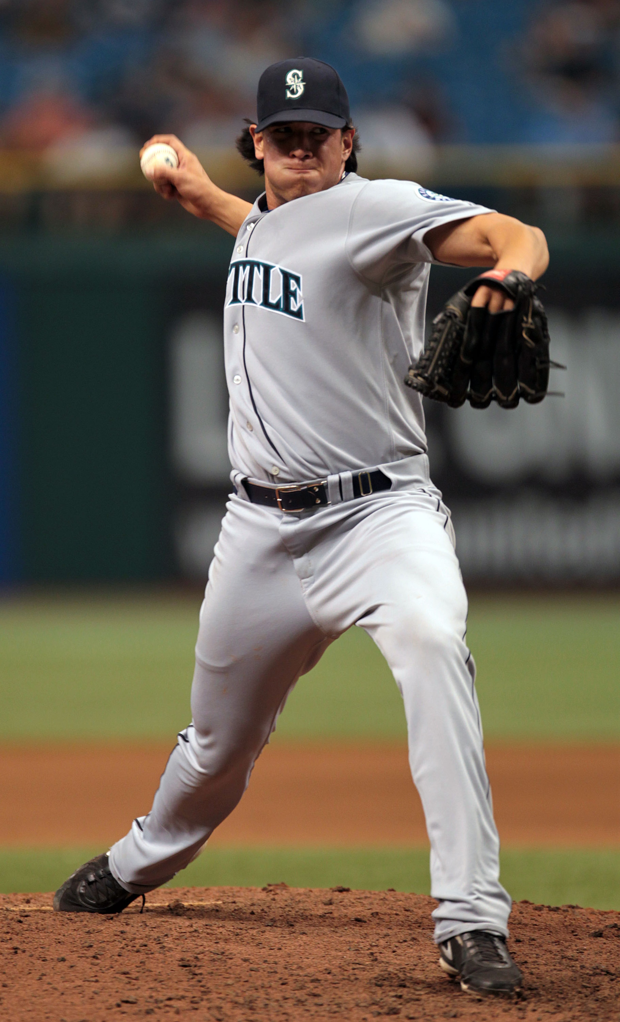 ST PETERSBURG, FL - SEPTEMBER 26: Pitcher Dan Cortes #57 of the Seattle Mariners delivers a pitch against the Tampa Bay Rays at Tropicana Field on September 26, 2010 in St. Petersburg, Florida. (Photo by Eliot J. Schechter/Getty Images)
