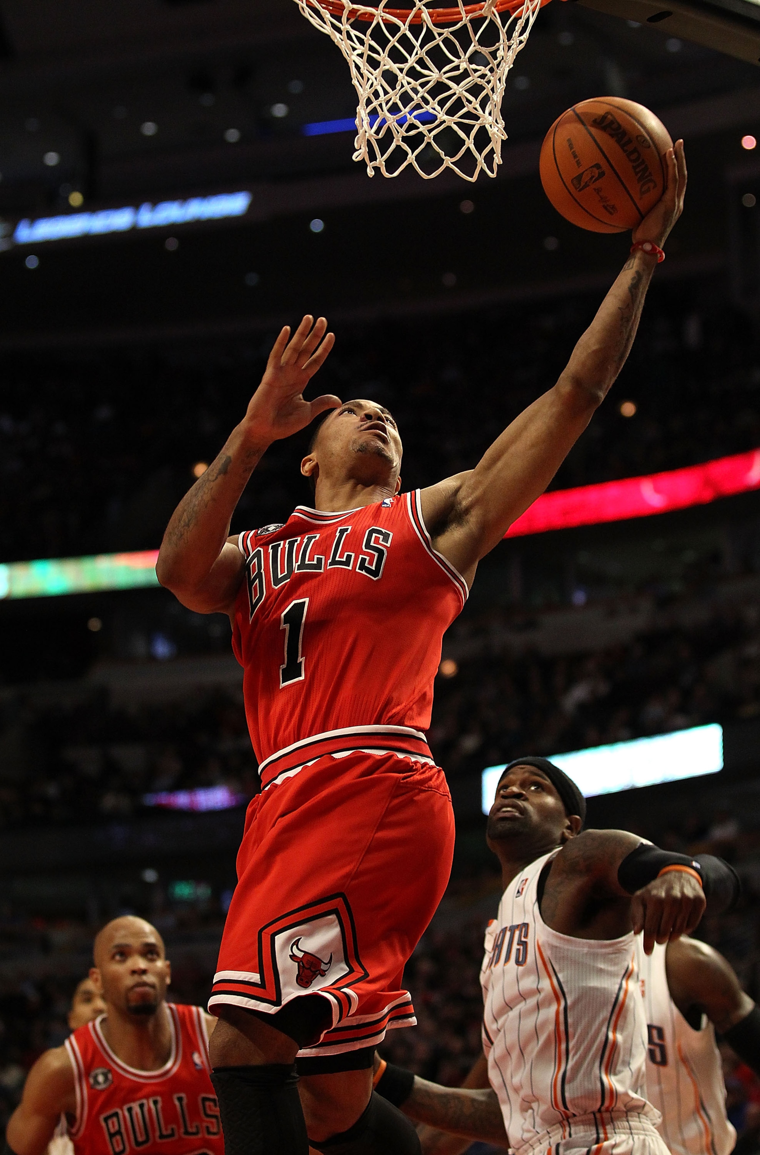 CHICAGO, IL - FEBRUARY 15: Derrick Rose #1 of the Chicago Bulls puts up a shot against the Charlotte Bobcats at the United Center on February 15, 2011 in Chicago, Illinois. The Bulls defeated the Bobcats 106-94. NOTE TO USER: User expressly acknowledges a CHICAGO, IL - FEBRUARY 15: Derrick Rose #1 of the Chicago Bulls puts up a shot against the Charlotte Bobcats at the United Center on February 15, 2011 in Chicago, Illinois. The Bulls defeated the Bobcats 106-94. NOTE TO USER: User expressly acknowledges a