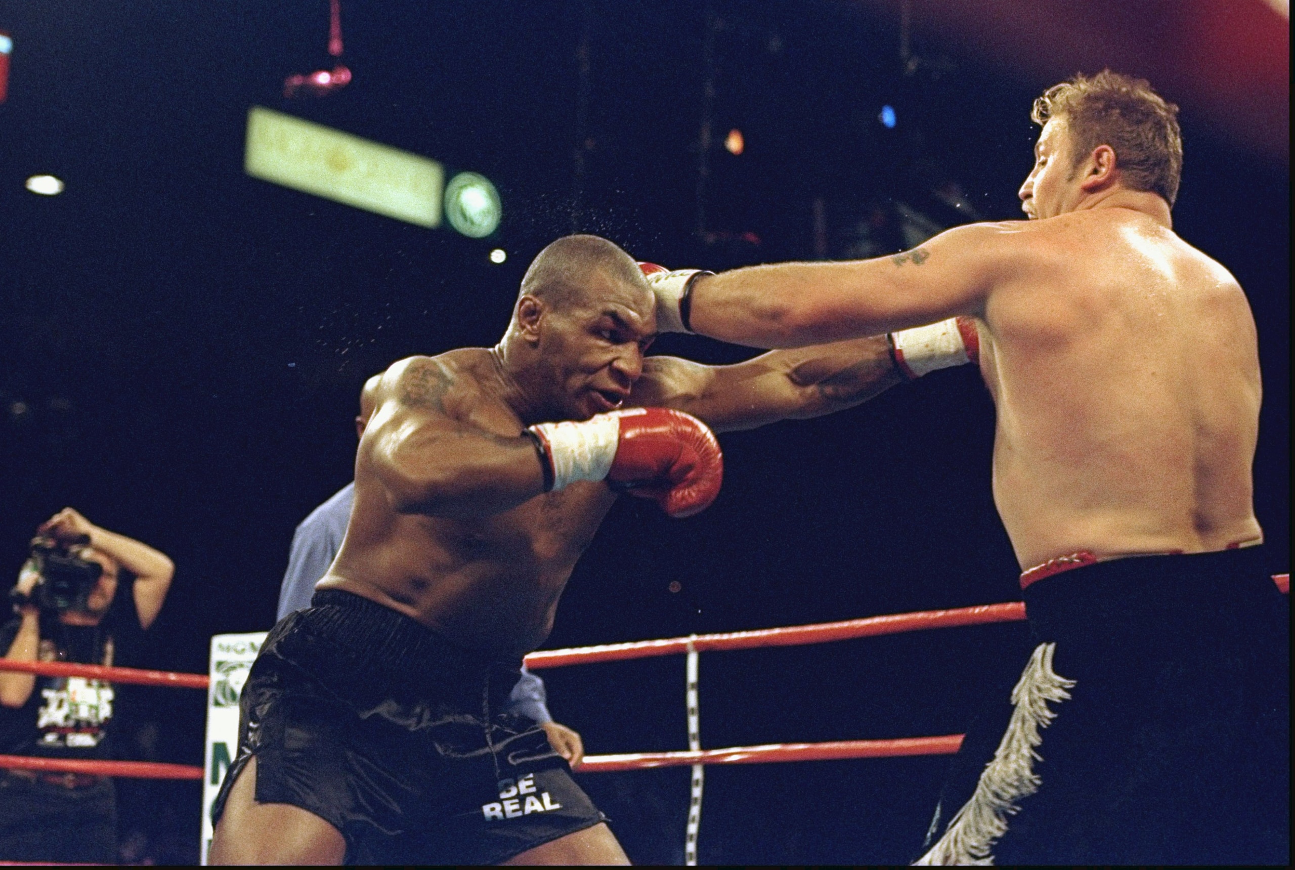 16 Jan 1999: Mike Tyson in action during his first fight against Francois Botha at the MGM Grand Garden Arena in Las Vegas, Nevada. Tyson defeated Botha by a counted out in the fifth round by the referee.