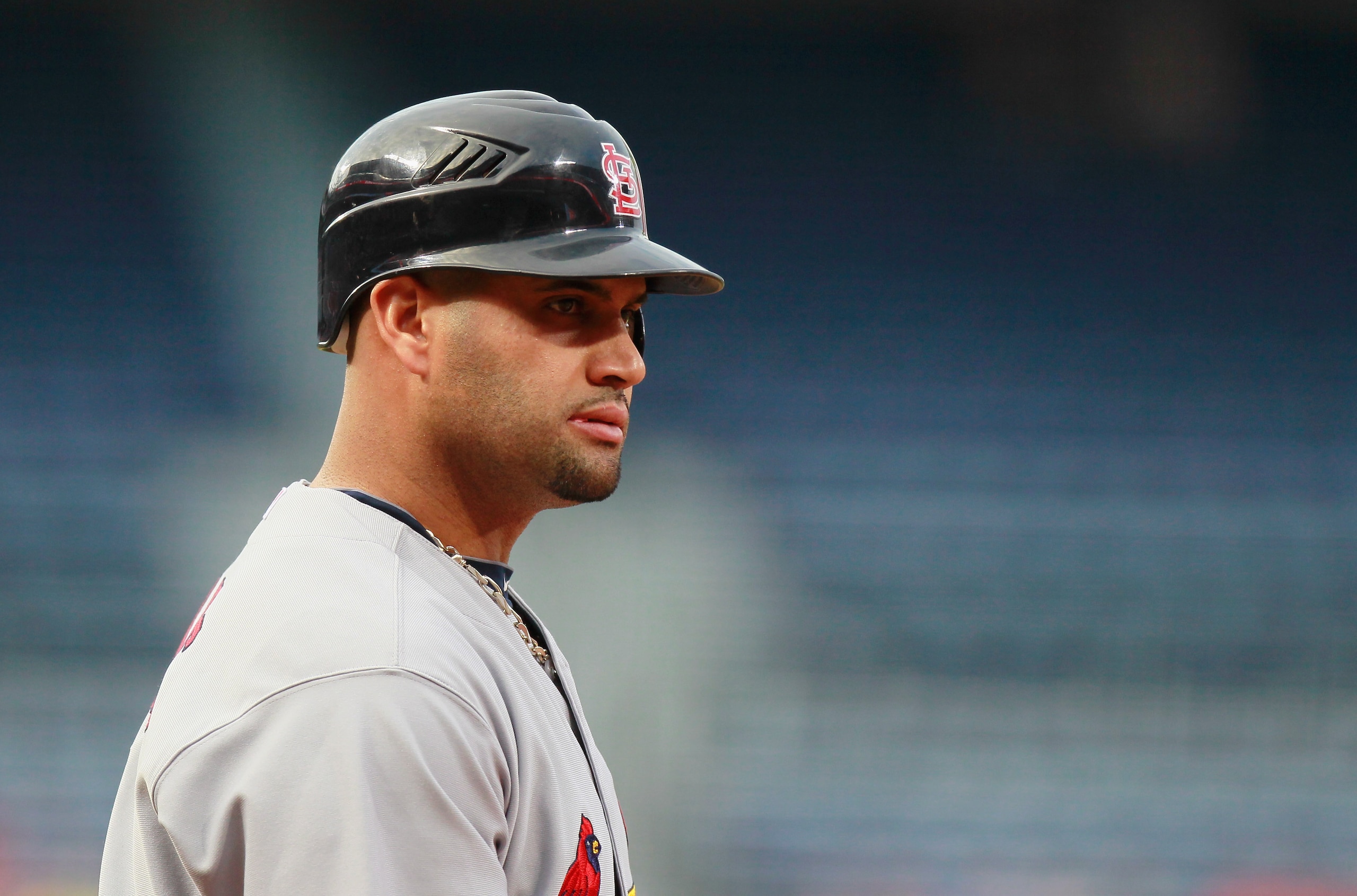ATLANTA - SEPTEMBER 09:  Albert Pujols #5 of the St. Louis Cardinals against the Atlanta Braves at Turner Field on September 9, 2010 in Atlanta, Georgia.  (Photo by Kevin C. Cox/Getty Images)