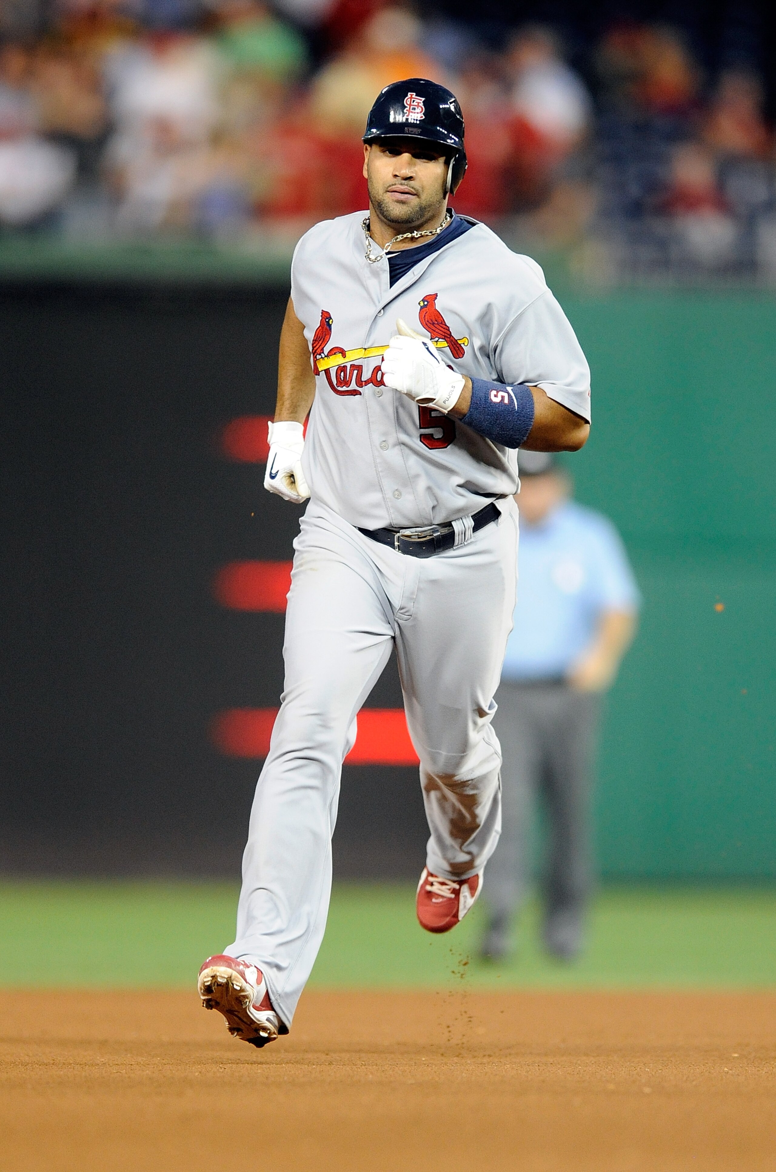 WASHINGTON - AUGUST 26:  Albert Pujols #5 of the St. Louis Cardinals rounds the bases after hitting a home run in the fourth inning against the Washington Nationals at Nationals Park on August 26, 2010 in Washington, DC. It was the 400th home run of his c