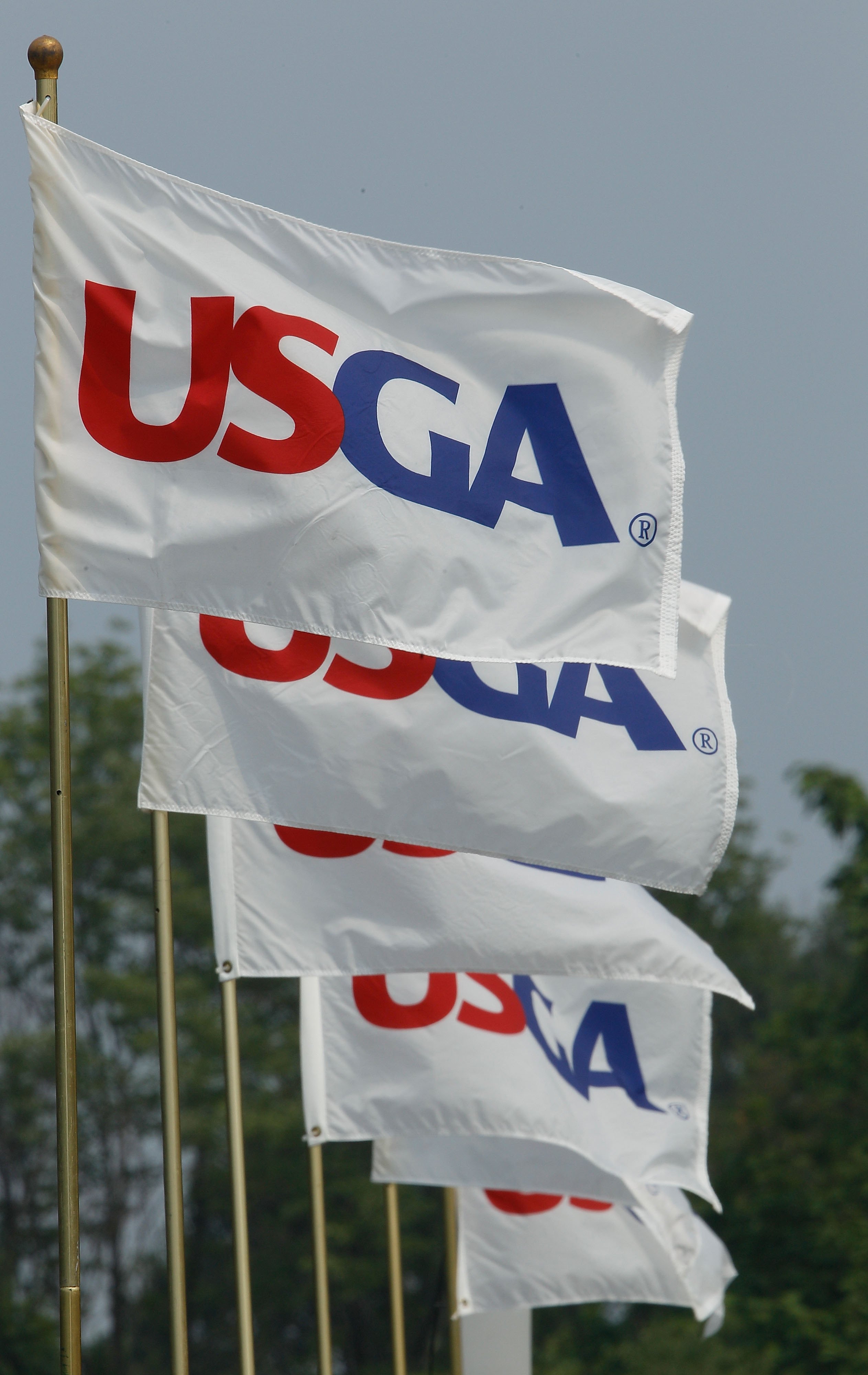 OAKMONT, PA - JULY 09:  USGA flags are seen during the second round of the 2010 U.S. Women's Open at Oakmont Country Club  on July 9, 2010 in Oakmont, Pennsylvania.  (Photo by Scott Halleran/Getty Images)