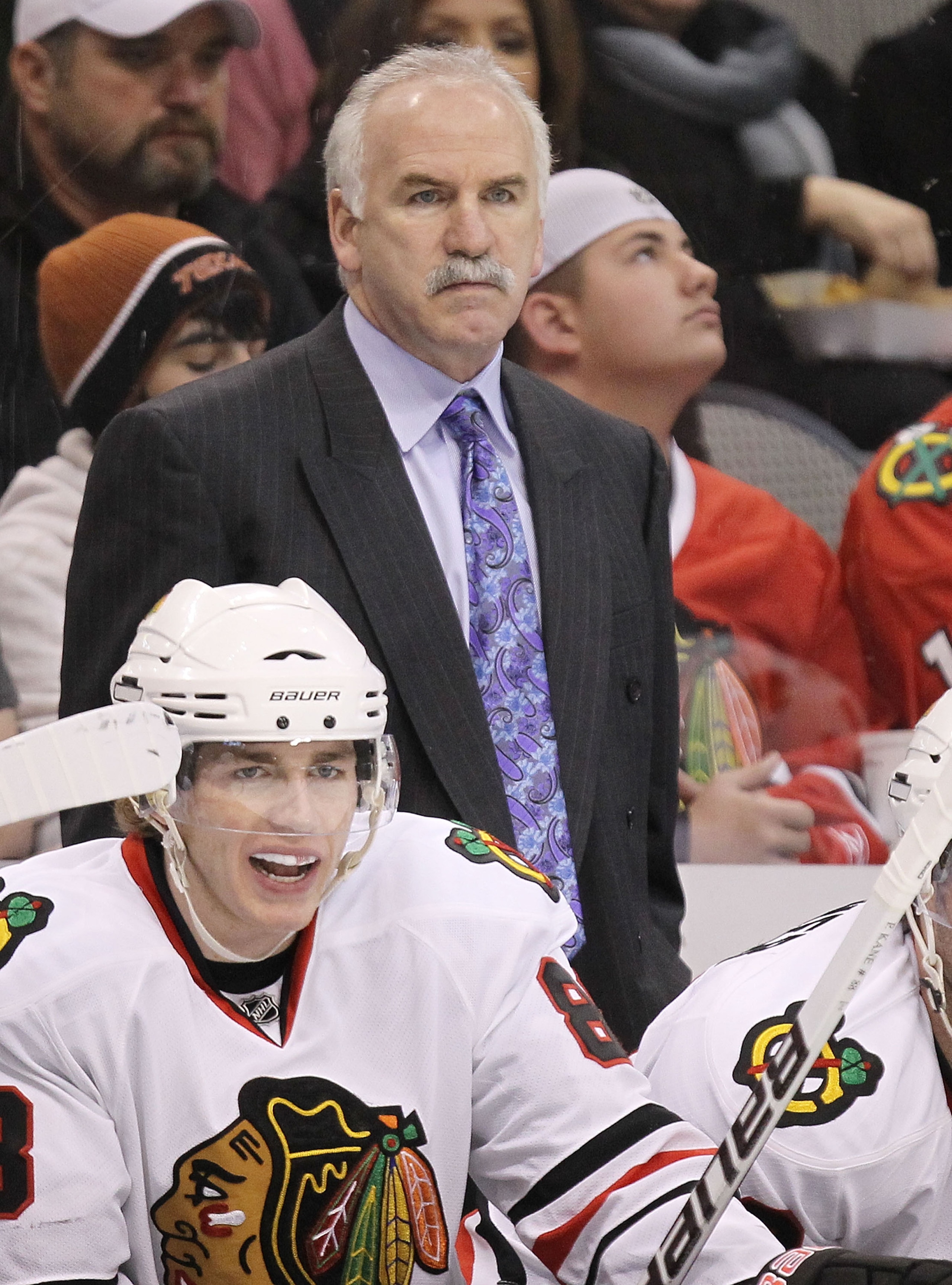 DALLAS, TX - FEBRUARY 11:  Head coach Joel Quenneville of the Chicago Blackhawks at American Airlines Center on February 11, 2011 in Dallas, Texas.  (Photo by Ronald Martinez/Getty Images)