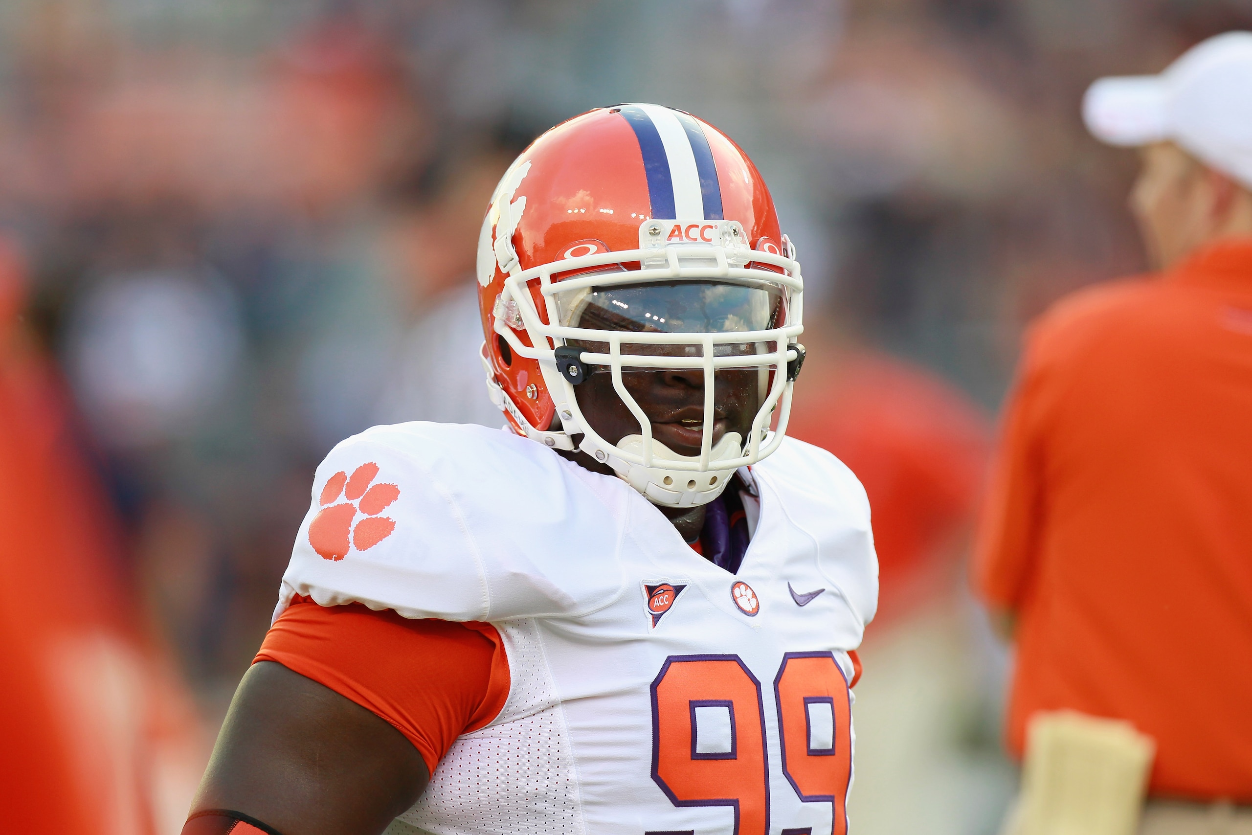 AUBURN, AL - SEPTEMBER 18:  Jarvis Jenkins #99 of the Clemson Tigers against the Auburn Tigers at Jordan-Hare Stadium on September 18, 2010 in Auburn, Alabama.  (Photo by Kevin C. Cox/Getty Images)